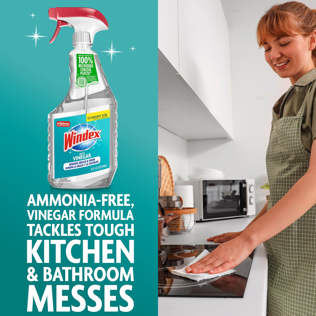 Windex with Vinegar Glass - Window, Mirror, and Glass Stove Top Cleaner, Spray Bottle, 32 fl oz