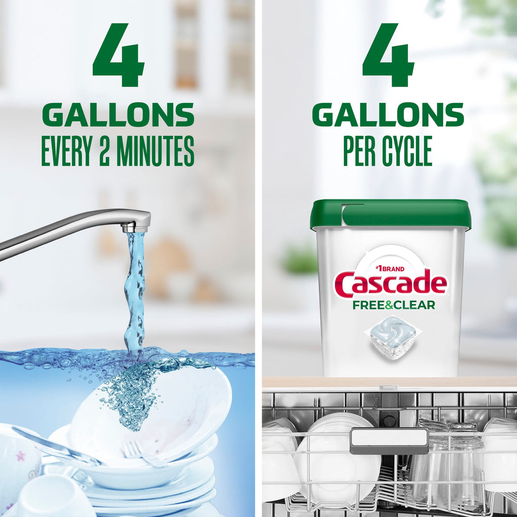 Cascade Free & Clear Dishwasher Pods - Dish Detergent Soap, Unscented, 47 Count
