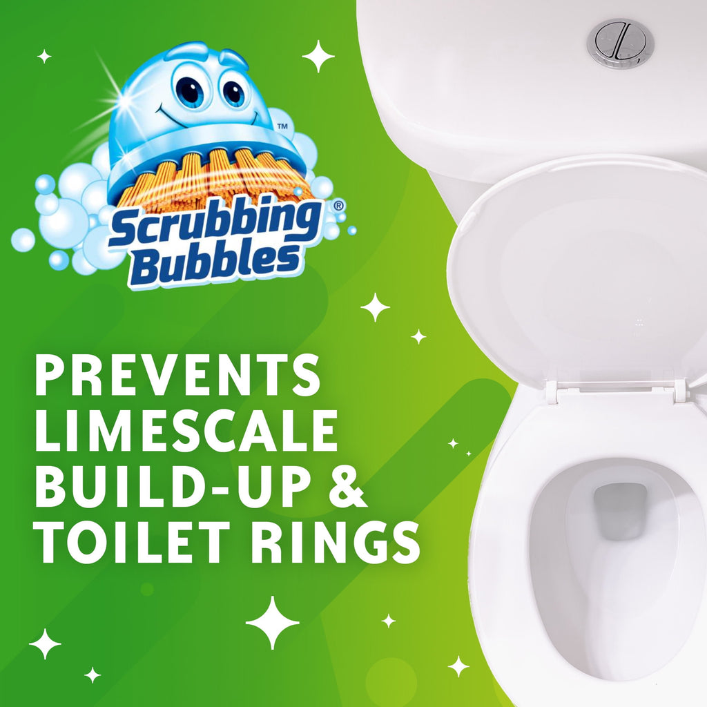 Scrubbing Bubbles Automatic Toilet Bowl Cleaner - Fresh Gel Cleaning Stamp, Rainshower, Dispenser & 6 Gel Stamps