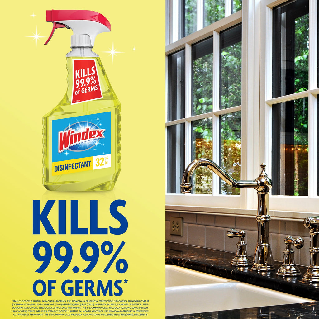 Windex Multi-Surface - Disinfectant, and All-Purpose Cleaner, Spray Bottle, Citrus Scent, 32 fl oz