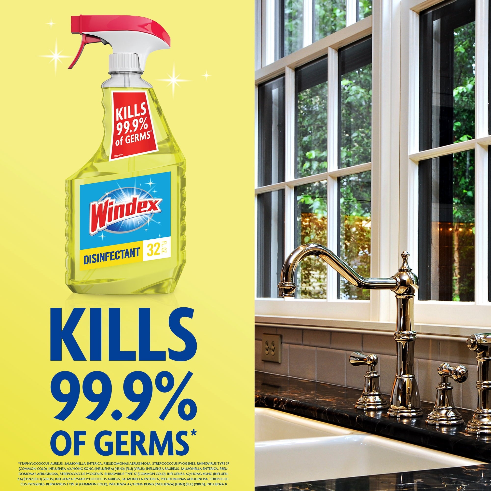 Windex Multi-Surface - Disinfectant, and All-Purpose Cleaner, Spray Bottle, Citrus Scent, 32 fl oz
