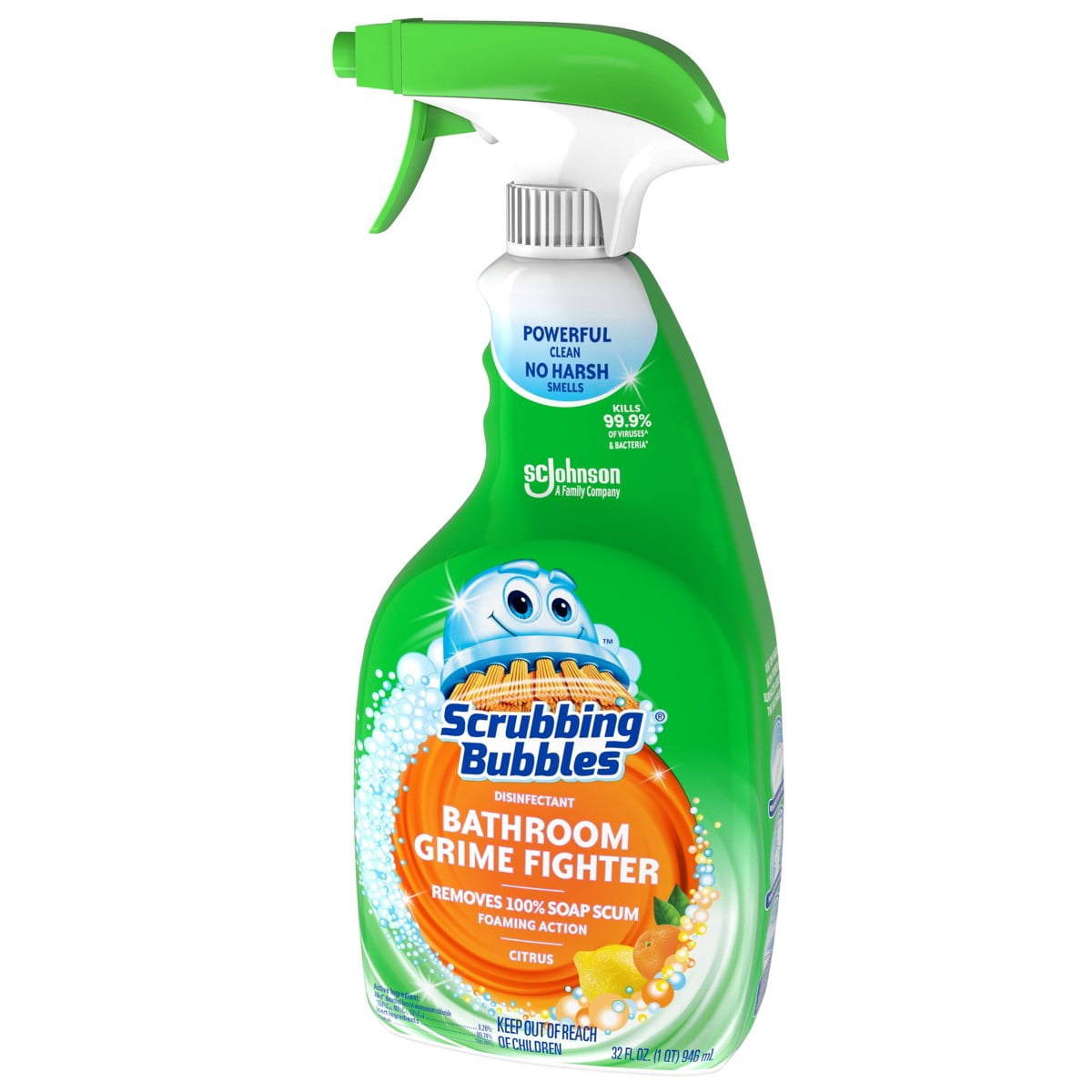 Scrubbing Bubbles Bathroom Cleaner Disinfectant Spray Grime Fighter - Citrus - 32 fl oz: Shower - Toilet, Countertops, Bath Tub