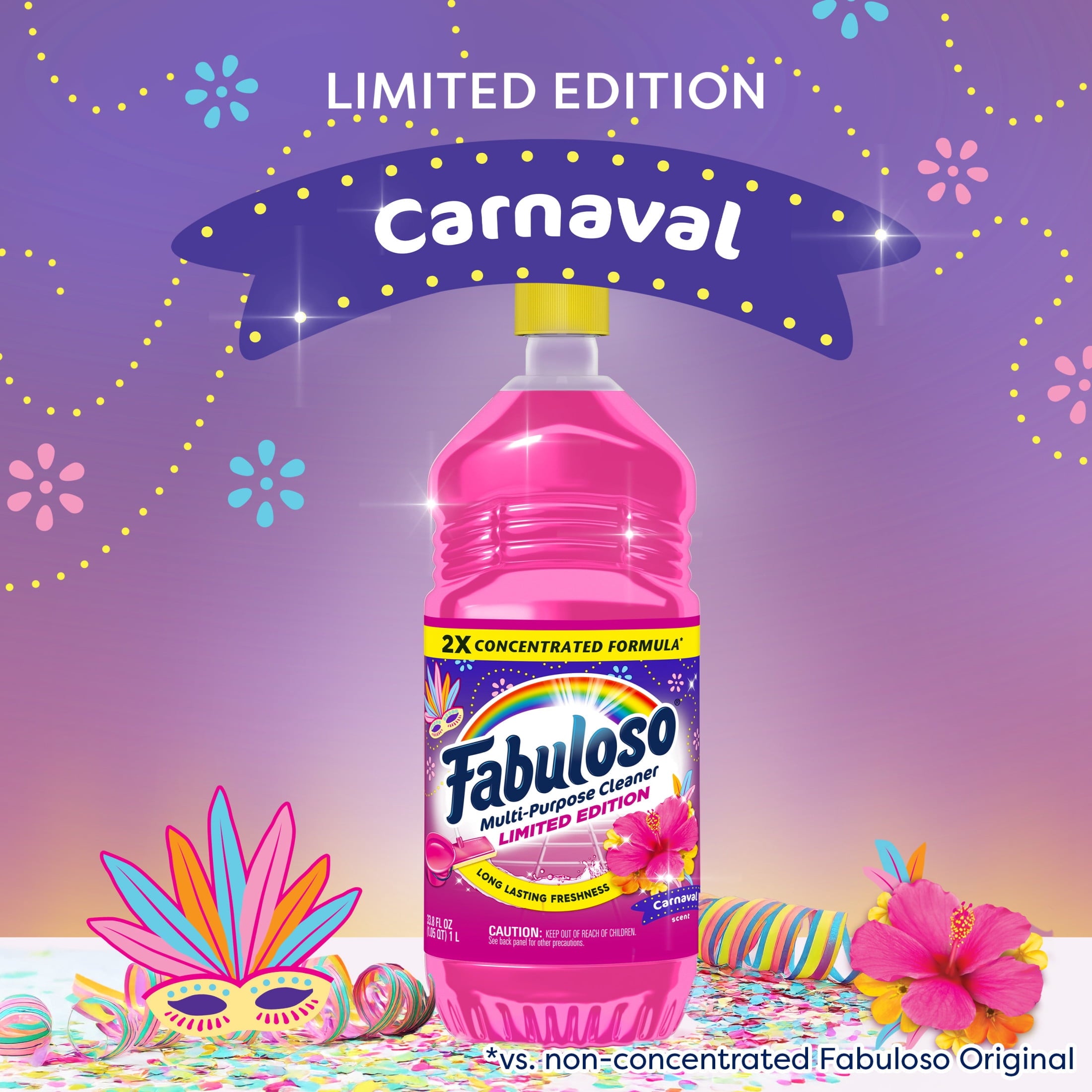 Fabuloso Multi-Purpose Cleaner - 2X Concentrated Formula, Limited Edition, Carnaval Scent, 33.8 fl oz