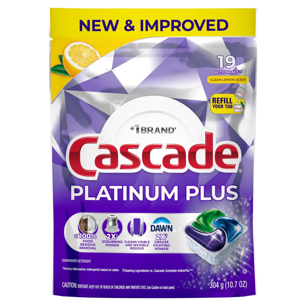 Cascade Platinum Plus Dishwasher Pods - Lemon, 19 Count