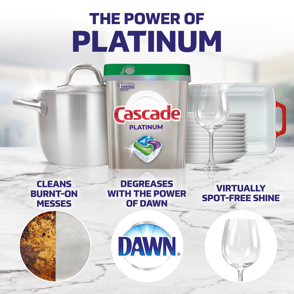 Cascade Platinum ActionPacs + Oxi - Dishwasher Detergent, Fresh Scent, 14 Count