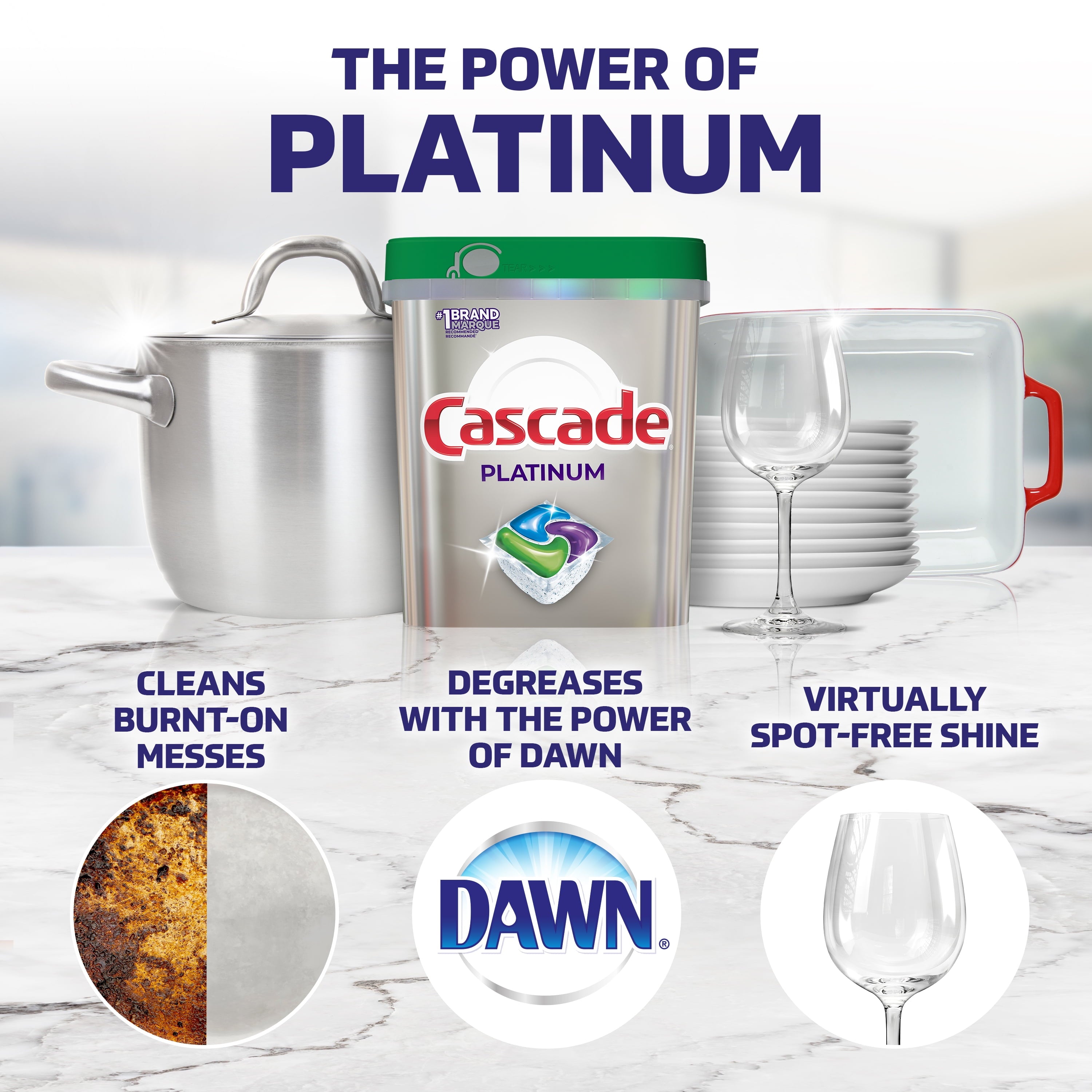 Cascade Platinum ActionPacs + Oxi - Dishwasher Detergent, Fresh Scent, 14 Count