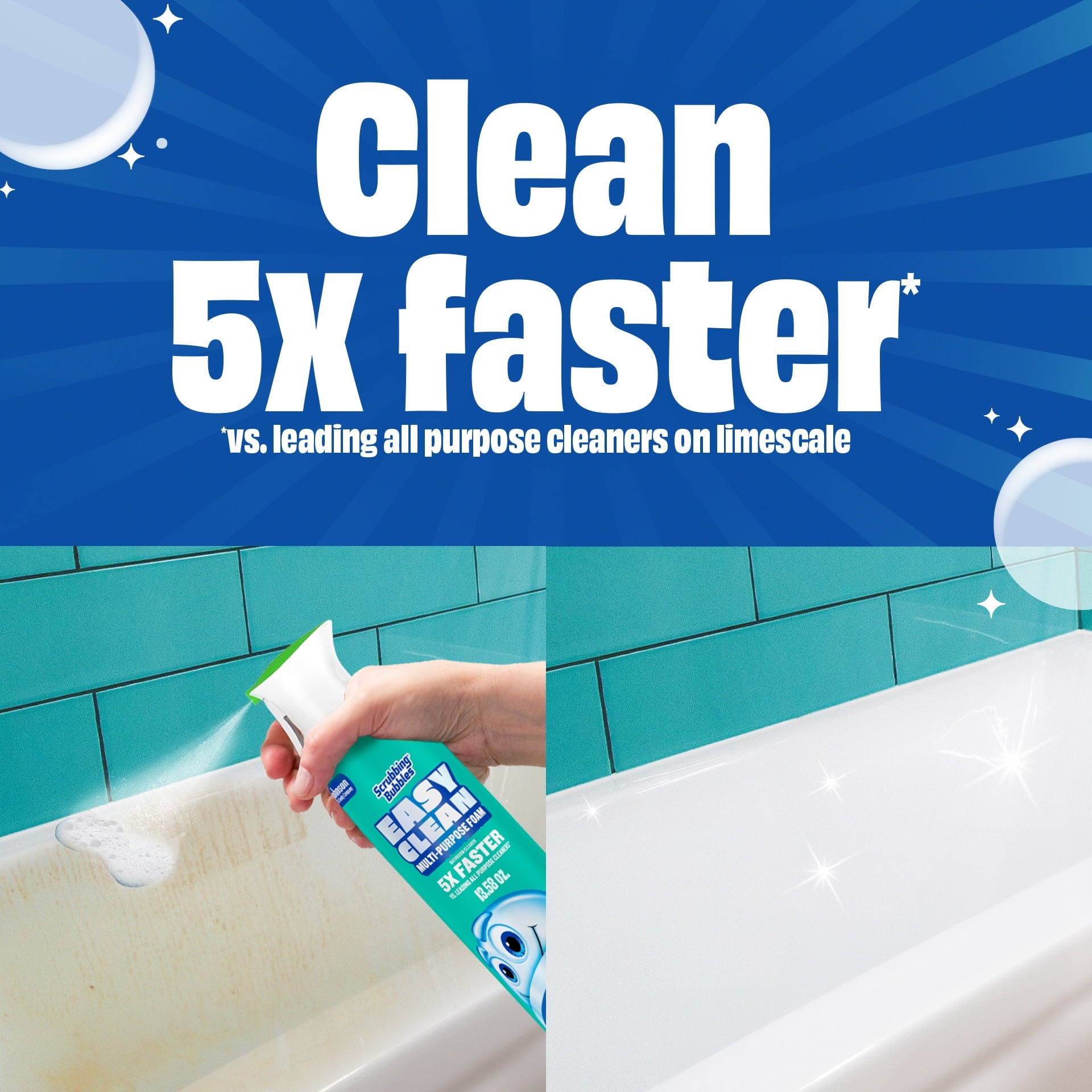 Scrubbing Bubbles Easy Clean Multi-Purpose Bathroom Shower & Tub Cleaner and All-Purpose Cleaner - Aerosol Spray, 13.58 oz