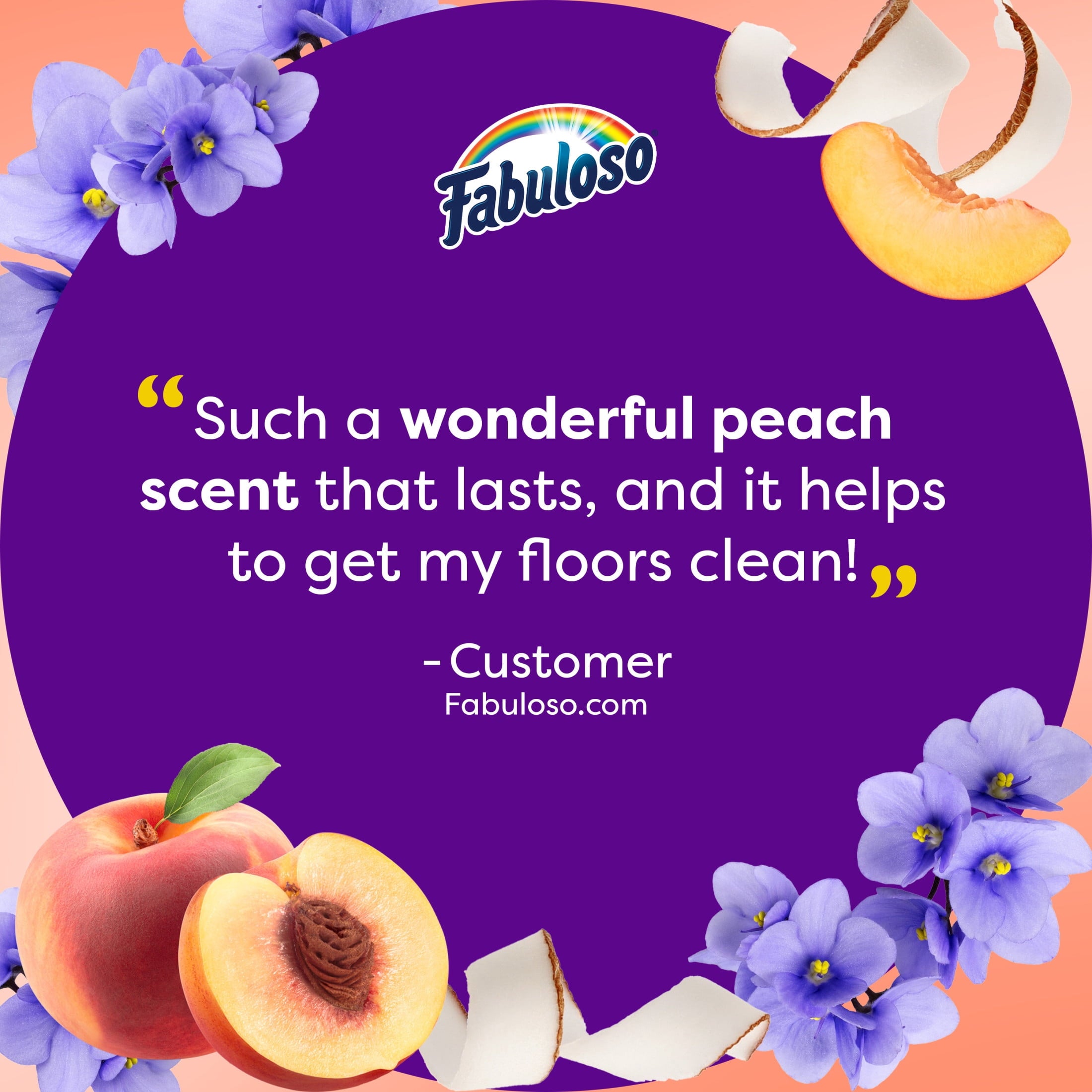 Fabuloso 2X Multi-Purpose Cleaner - No Rinse Floor Cleaner, Peach Scent, 56 fl oz