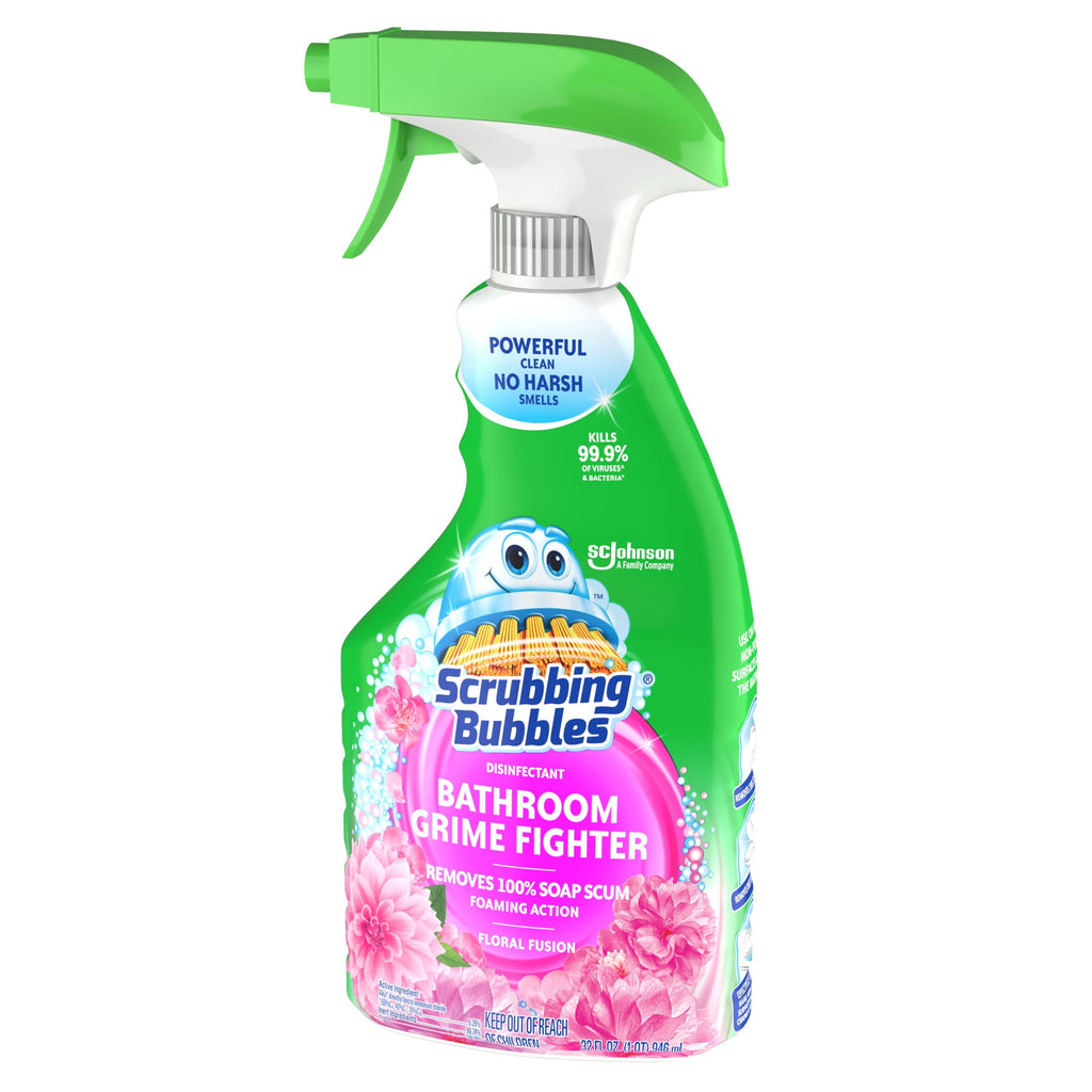 Scrubbing Bubbles Disinfectant Bathroom Shower & Tub Cleaner Grime Fighter Spray - Floral Fusion, 32 oz