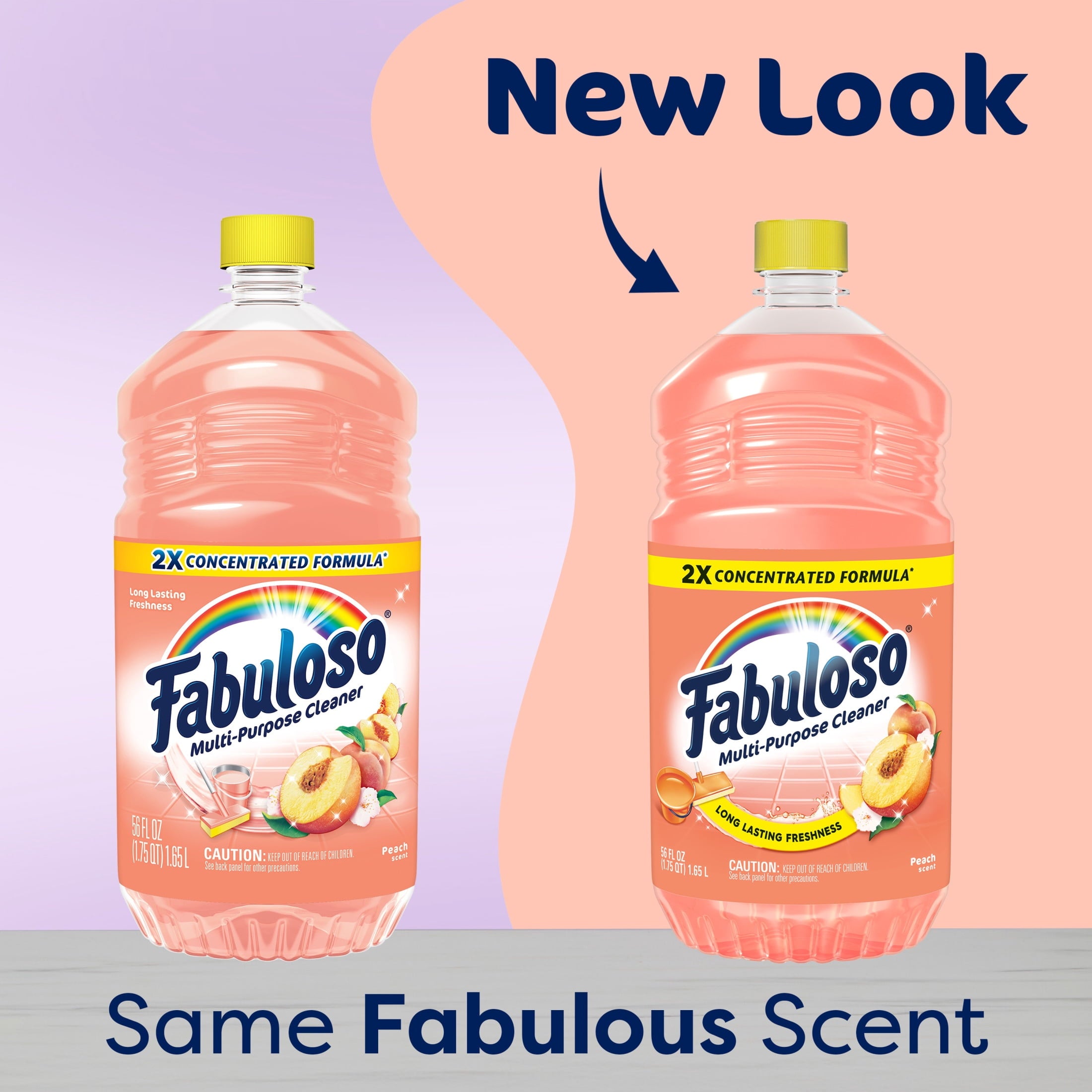 Fabuloso 2X Multi-Purpose Cleaner - No Rinse Floor Cleaner, Peach Scent, 56 fl oz