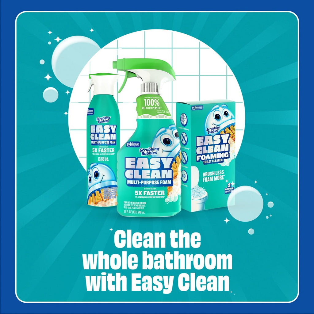 Scrubbing Bubbles Easy Clean Multi-Purpose Bathroom Foam Cleaner Aerosol - 13.58oz: Phosphorus-Free - For Shower and Toilet, Chrome and Porcelain Safe