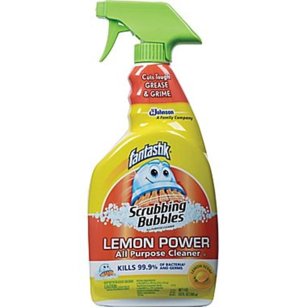 Fantastik Scrubbing Bubbles Lemon Power All-Purpose Cleaner Spray - 32 fl oz Bottles, Kills 99.9% of Bacteria & Germs, Pack of 4