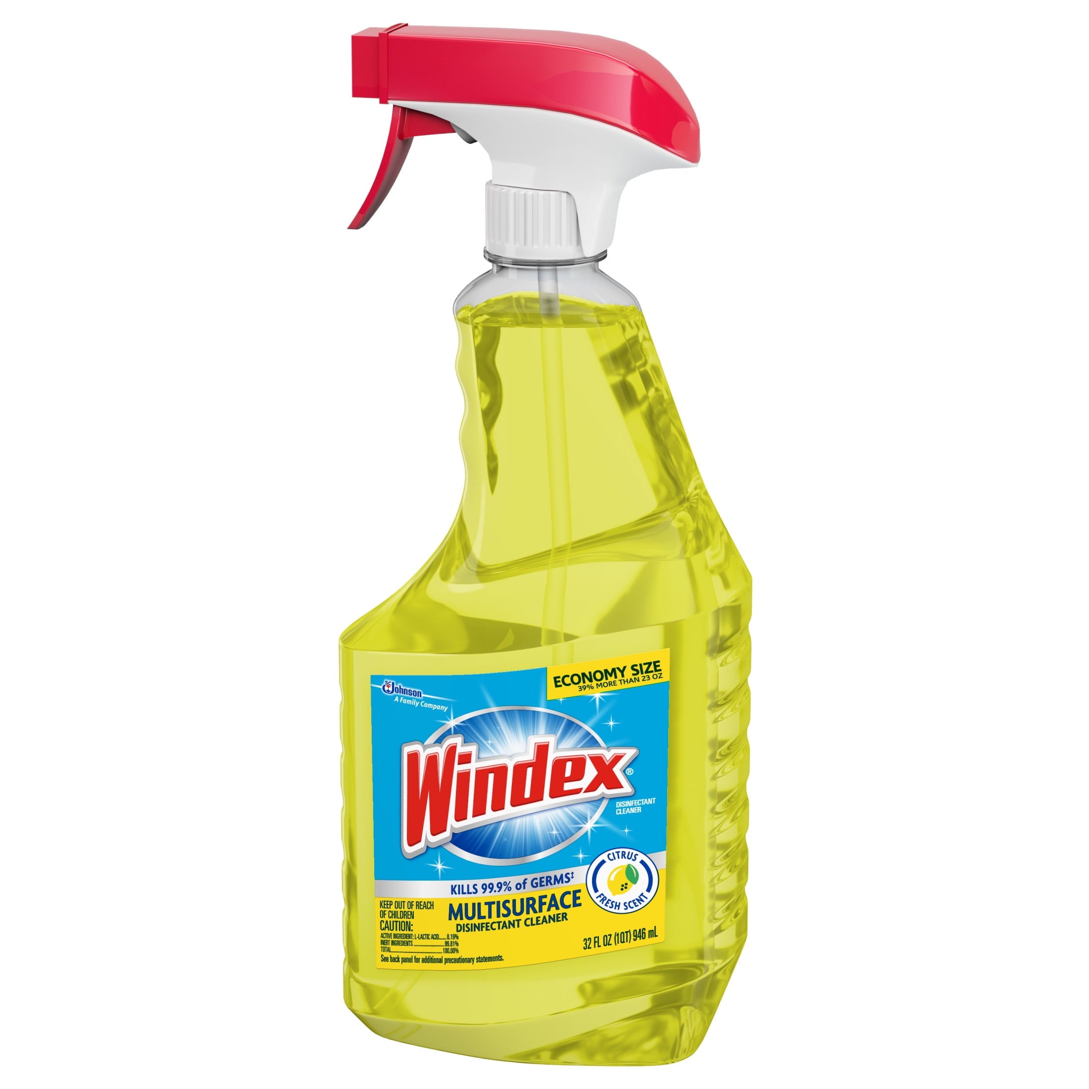 Windex Multi-Surface - Disinfectant, and All-Purpose Cleaner, Spray Bottle, Citrus Scent, 32 fl oz