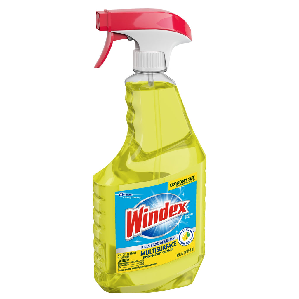 Windex Multi-Surface - Disinfectant, and All-Purpose Cleaner, Spray Bottle, Citrus Scent, 32 fl oz