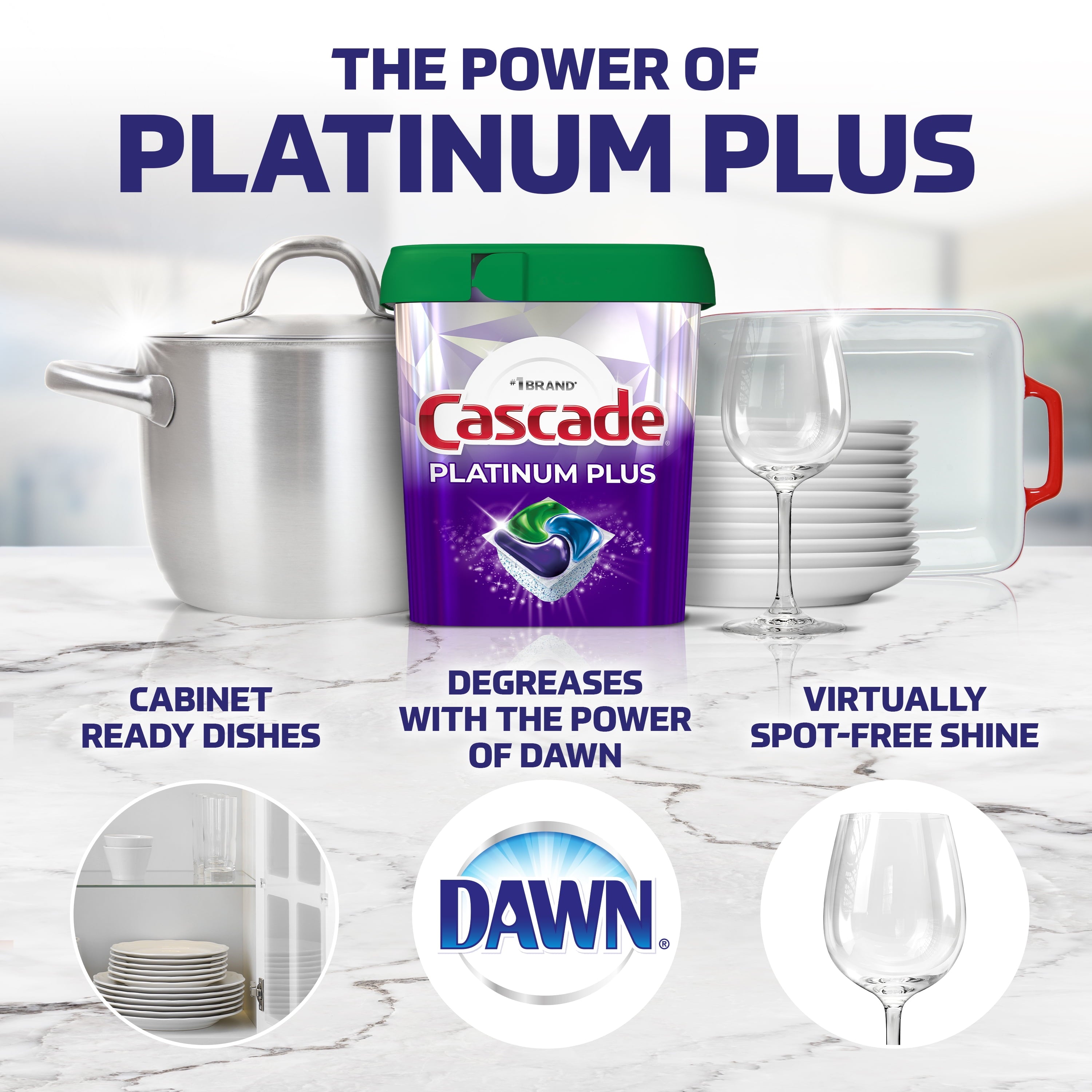Cascade Platinum Plus Dishwasher Pods - Dish Detergent ActionPacs, Clean Lemon, 21 Count