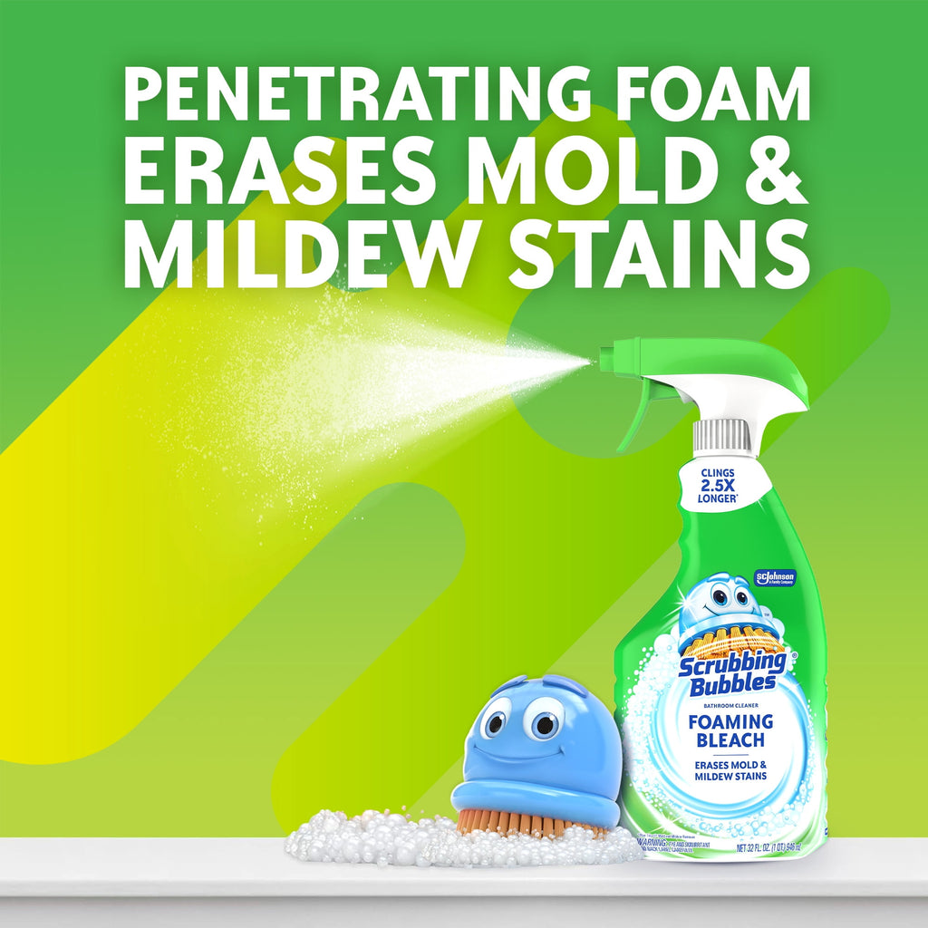 Scrubbing Bubbles Foaming Bleach Bathroom Shower & Tub Cleaner Spray - Mold & Mildew Stain Remover, 32 oz