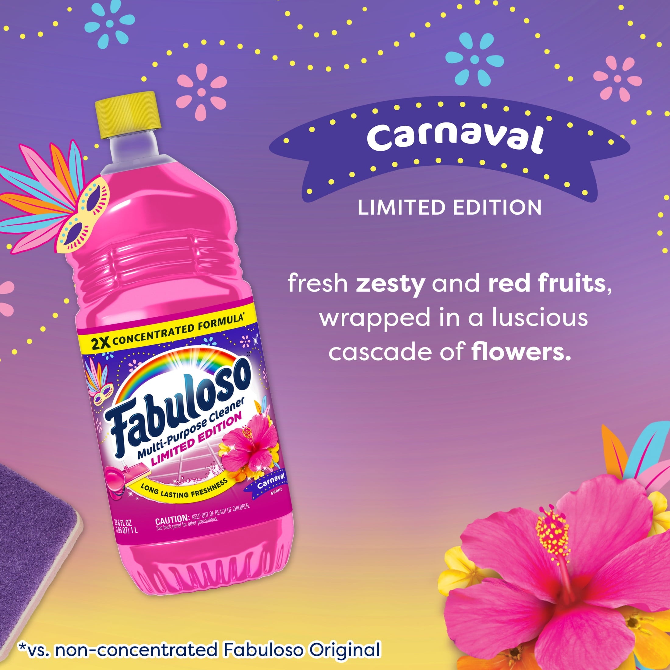 Fabuloso Multi-Purpose Cleaner - 2X Concentrated Formula, Limited Edition, Carnaval Scent, 33.8 fl oz