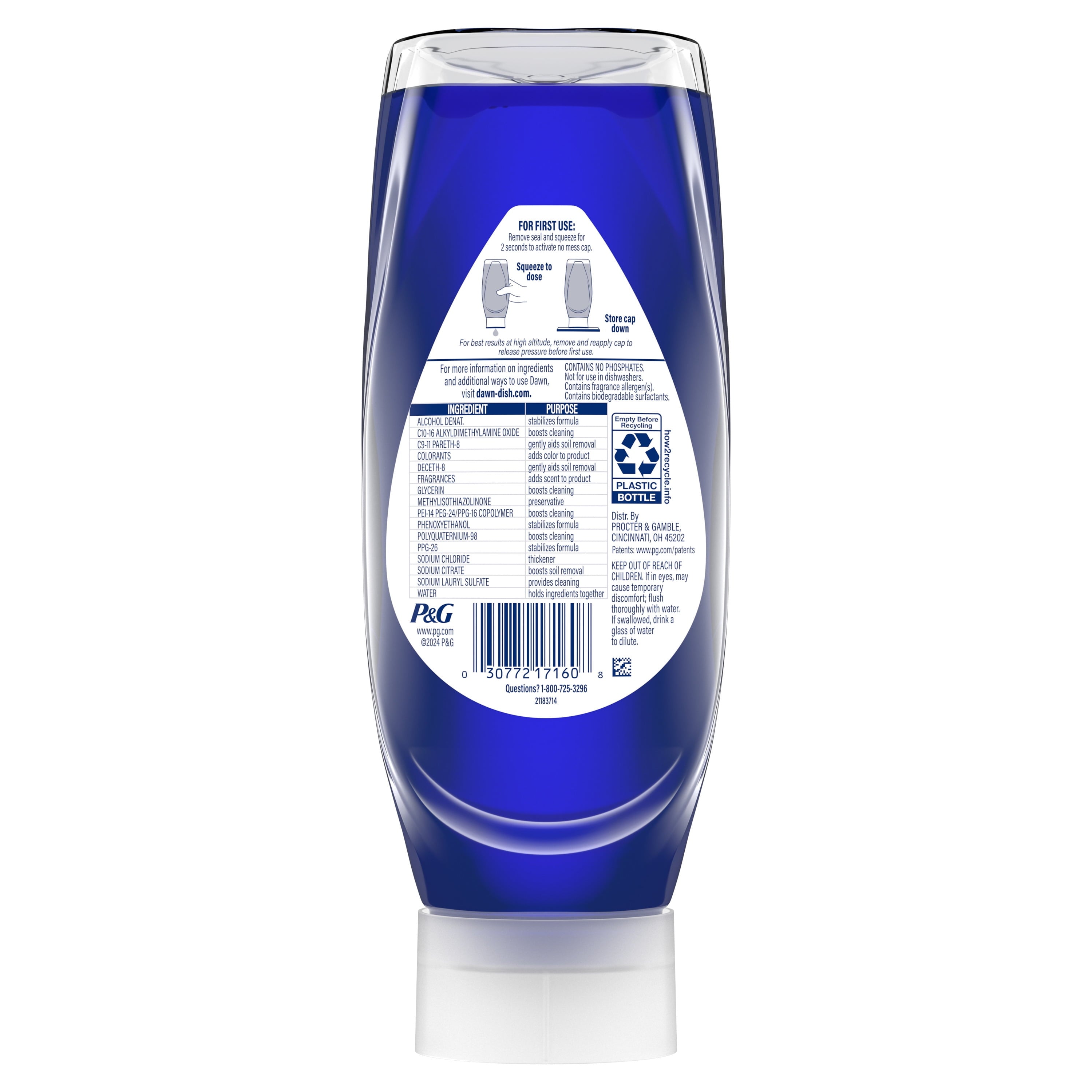 Dawn Platinum Plus PowerSuds Liquid Dish Soap - 17.4 oz. EZ-Squeeze Bottle