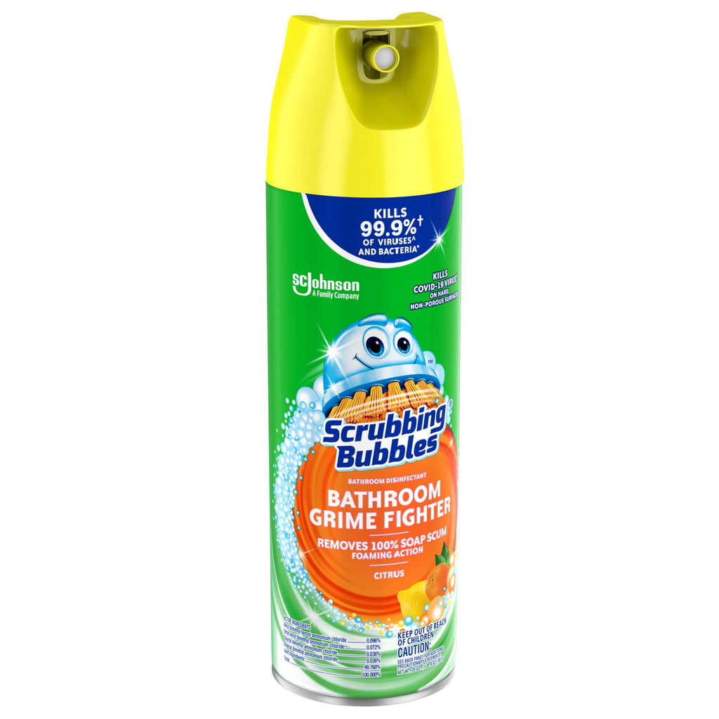 Scrubbing Bubbles Disinfectant Bathroom Shower & Tub Cleaner Grime Fighter Aerosol Spray - Citrus, 20 oz