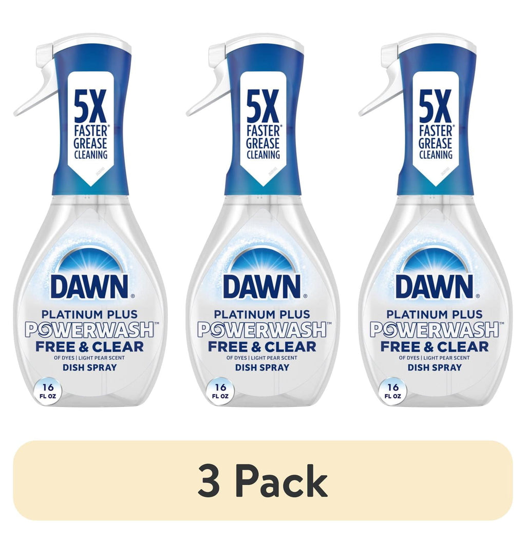 Dawn Powerwash Spray - Dish Soap, Dishwashing Liquid, Free & Clear, 1 Starter Kit, 16 Fl Oz - 3-Pack