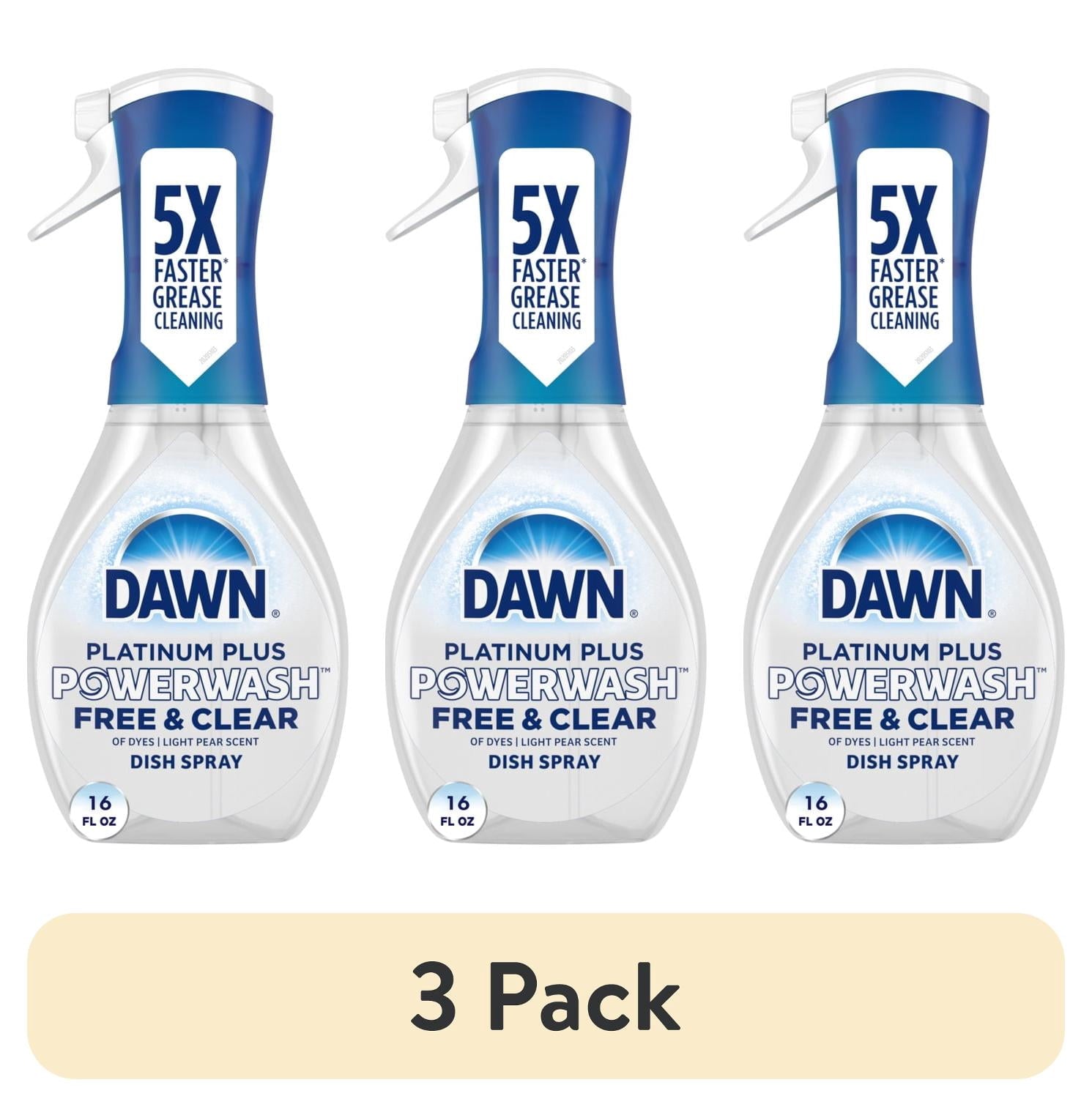 Dawn Powerwash Spray - Dish Soap, Dishwashing Liquid, Free & Clear, 1 Starter Kit, 16 Fl Oz - 3-Pack