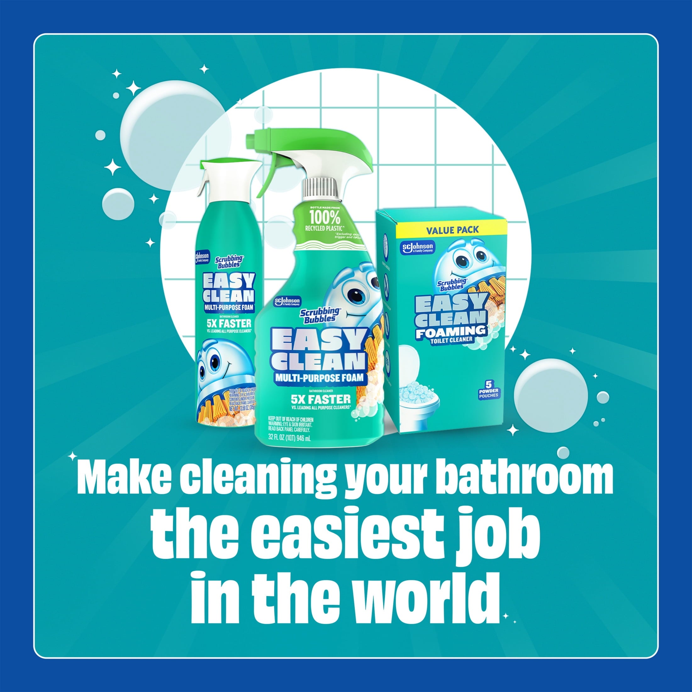 SCRUBBING BUBBLES® EASY CLEAN FOAMING TOILET CLEANER 5 Count 100G/4US