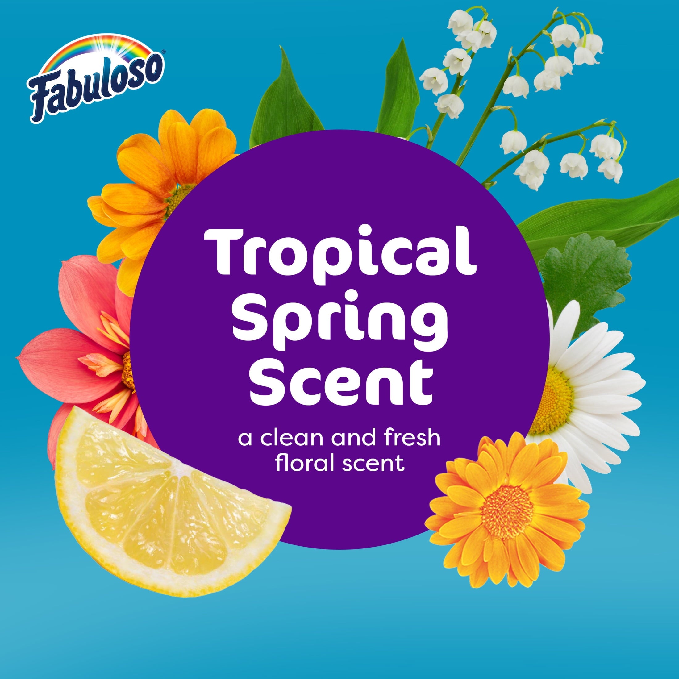 Fabuloso 2X Multi-Purpose Cleaner - No Rinse Floor Cleaner, Tropical Spring Scent, 56 fl oz