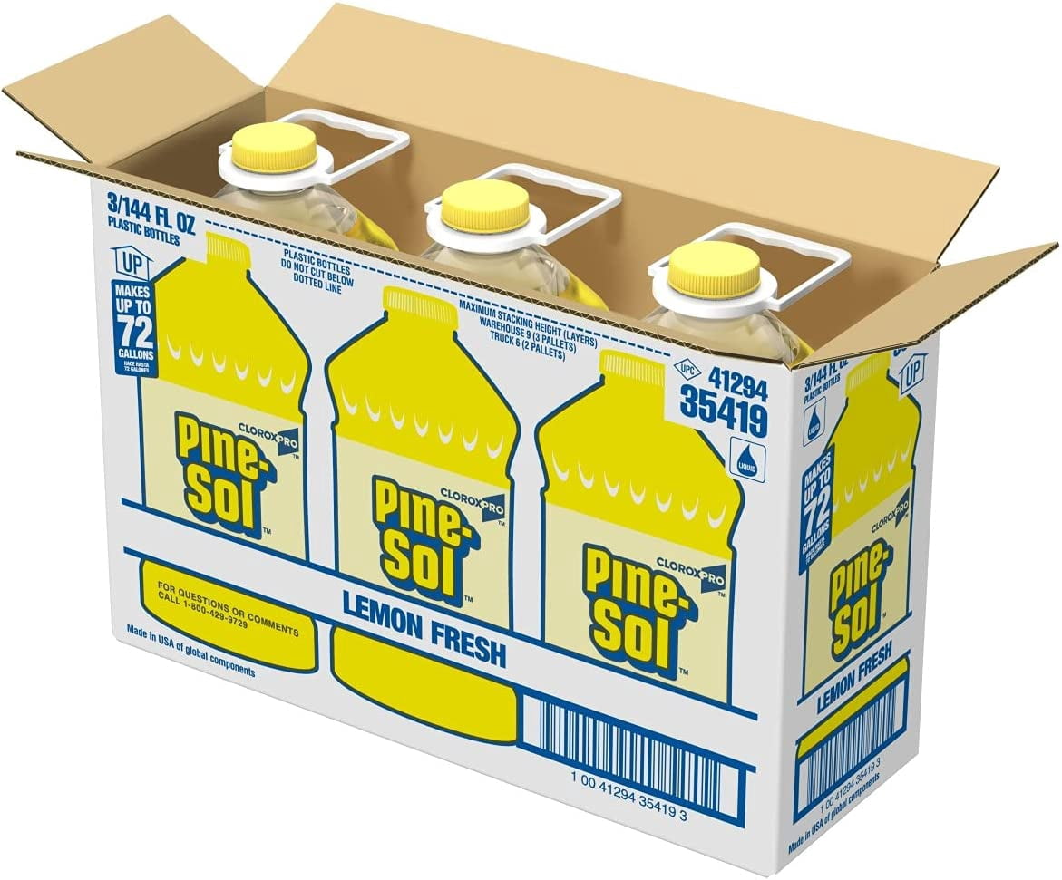 Clorox 35419 Pine-Sol Lemon Fresh All-Purpose Cleaner Bottle - 144-Ounce (3-Pack)