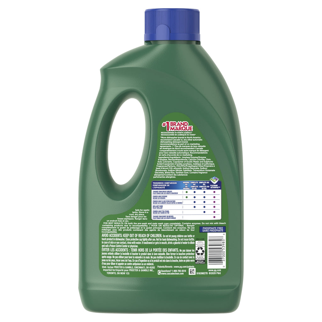 Cascade Complete Gel + Oxi - Dishwasher Detergent, 60 fl oz