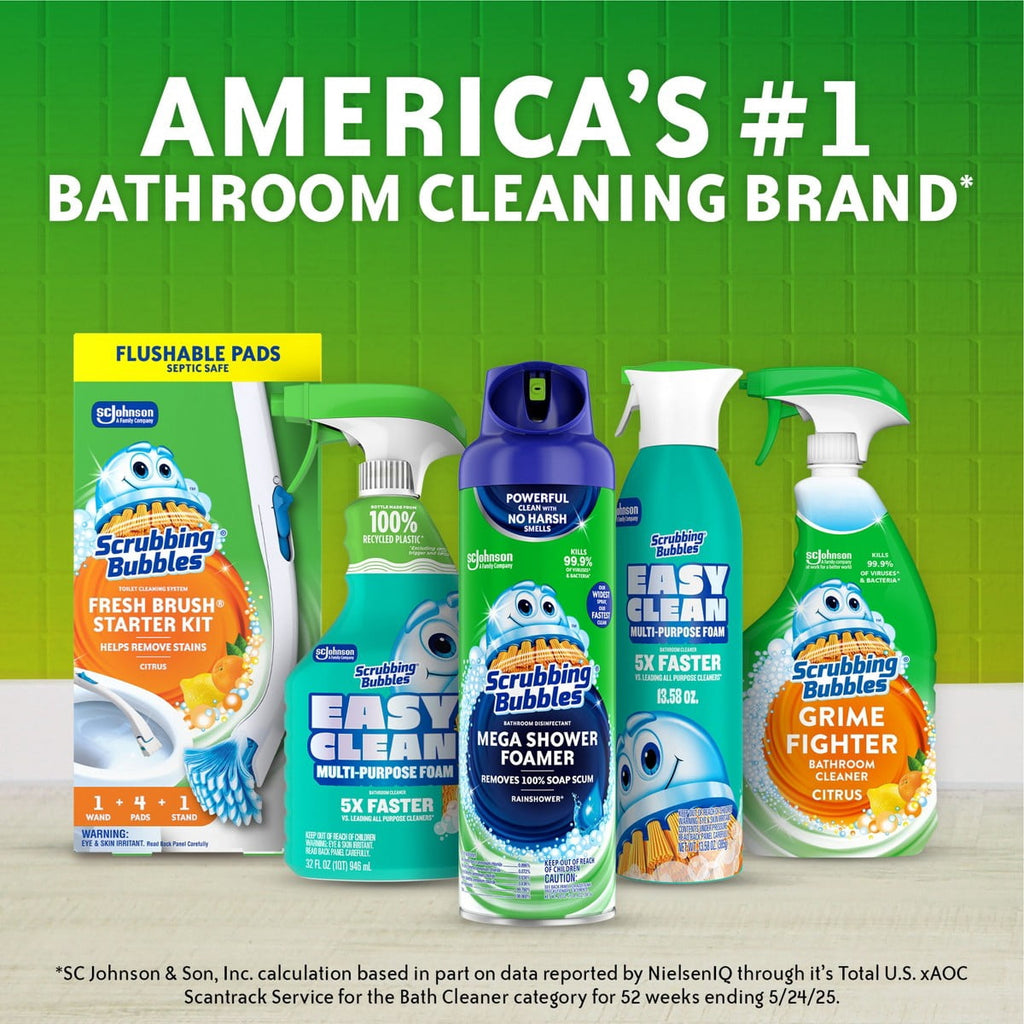 Scrubbing Bubbles Mega Bathroom Shower Cleaner Foam Disinfectant Spray - Rainshower - 32 fl oz: Dye-Free - Multi-Surface, Countertops, Tub