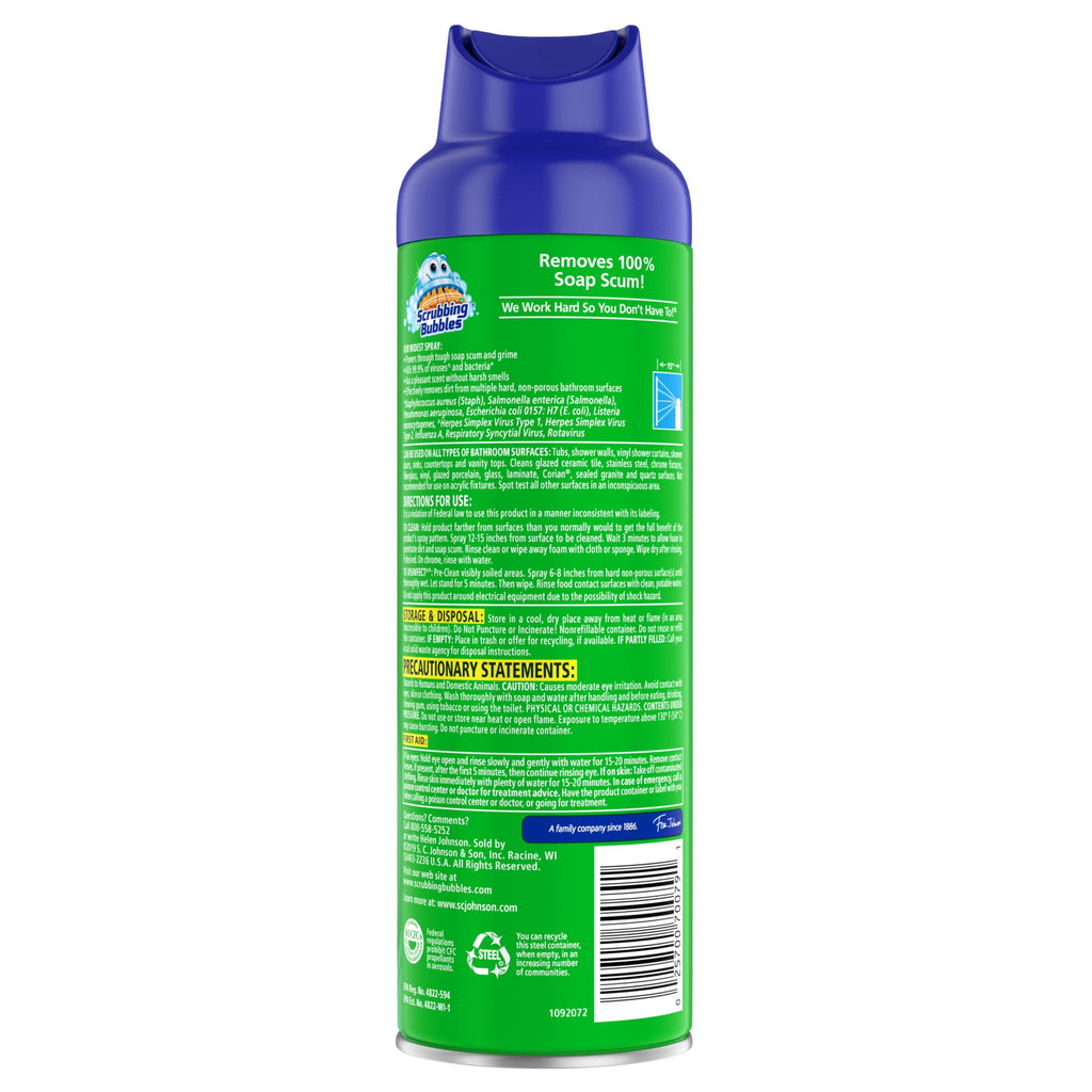 Scrubbing Bubbles Mega Shower Foamer Aerosol - Tough Foaming Bathroom, Tile, Shower & Tub Disinfectant Cleaner, Rainshower, 20 oz