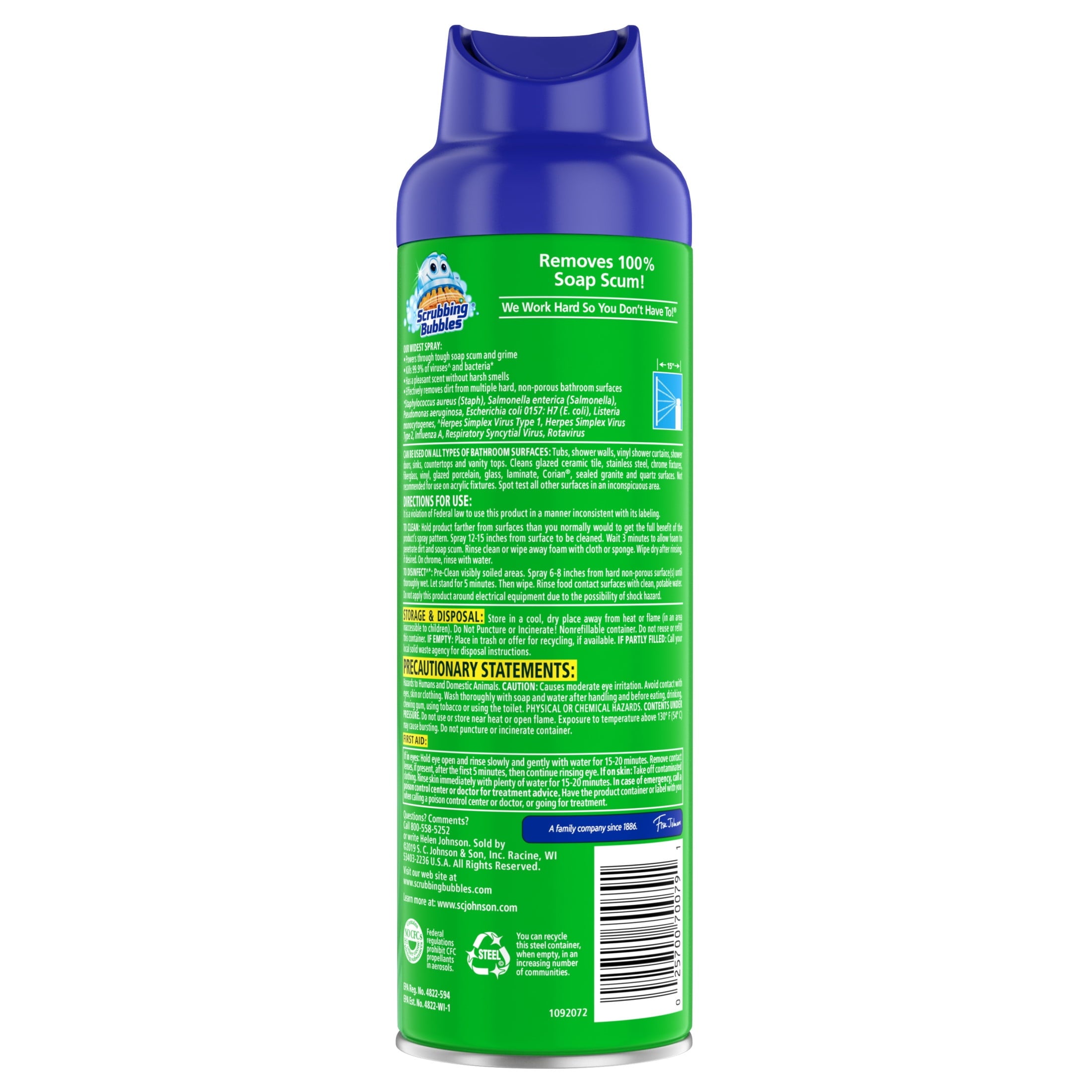 Scrubbing Bubbles Mega Shower Foamer Aerosol - Tough Foaming Bathroom, Tile, Shower & Tub Disinfectant Cleaner, Rainshower, 20 oz