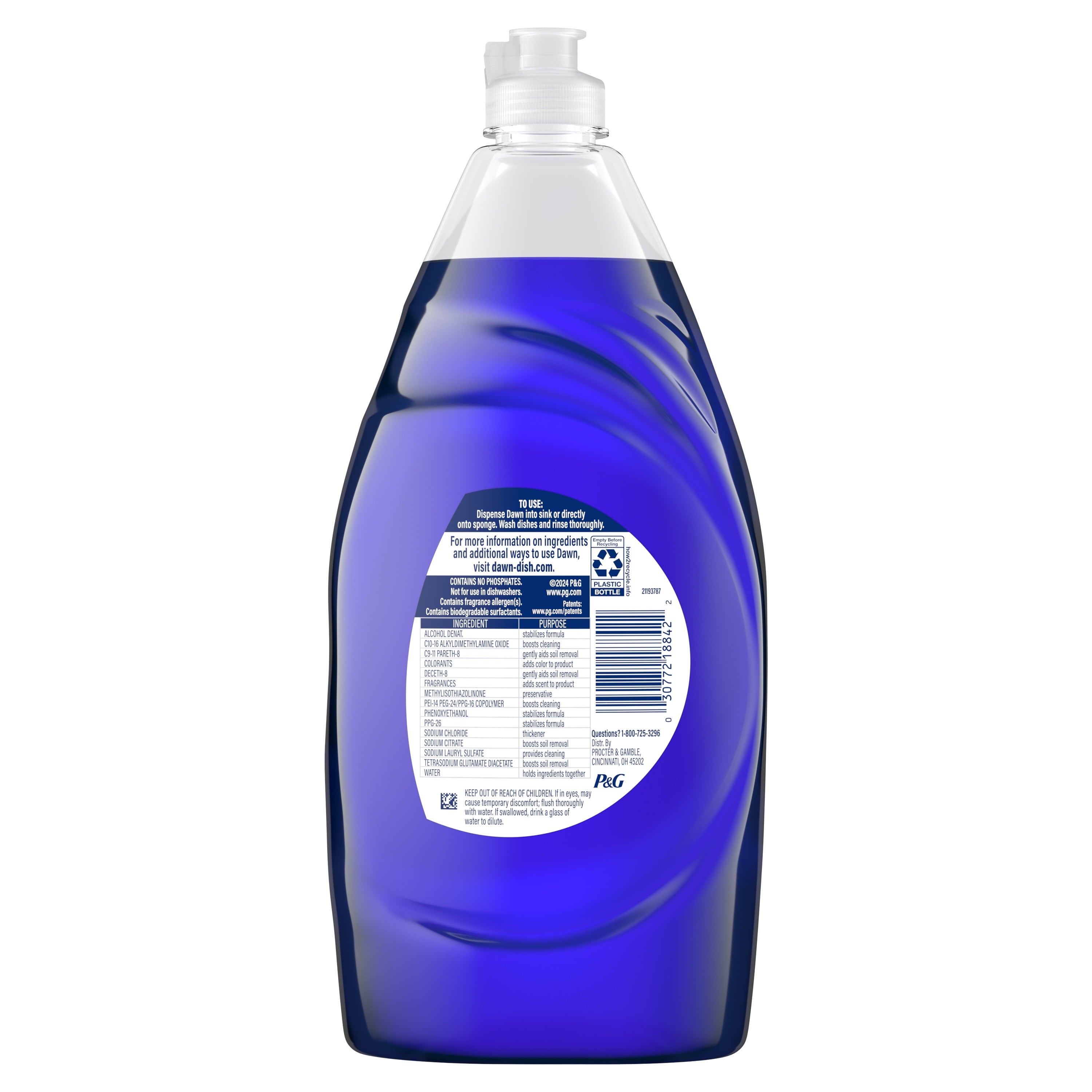 Dawn Platinum Liquid Dish Soap - Dishwashing Liquid, Grease Removal, Fresh Rain, 26.8oz