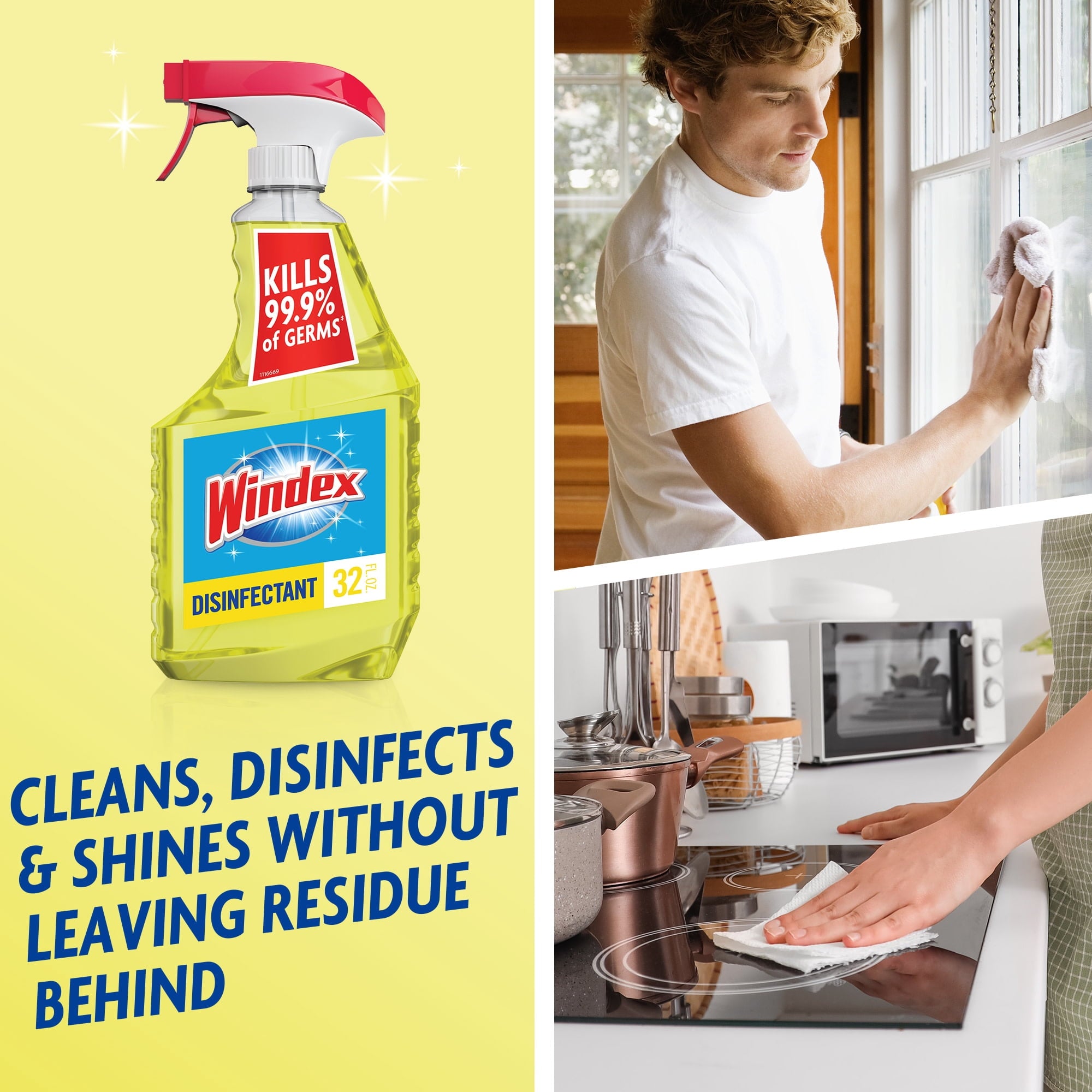 Windex Multi-Surface - Disinfectant, and All-Purpose Cleaner, Spray Bottle, Citrus Scent, 32 fl oz