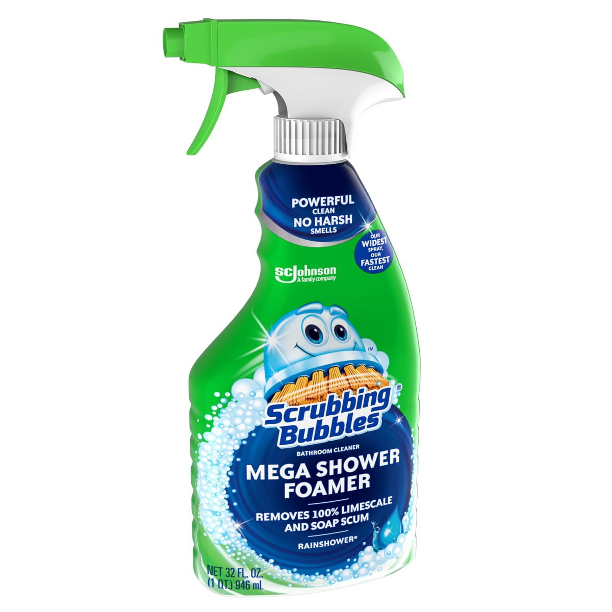 Scrubbing Bubbles Mega Bathroom Shower Cleaner Foam Disinfectant Spray - Rainshower - 32 fl oz: Dye-Free - Multi-Surface, Countertops, Tub