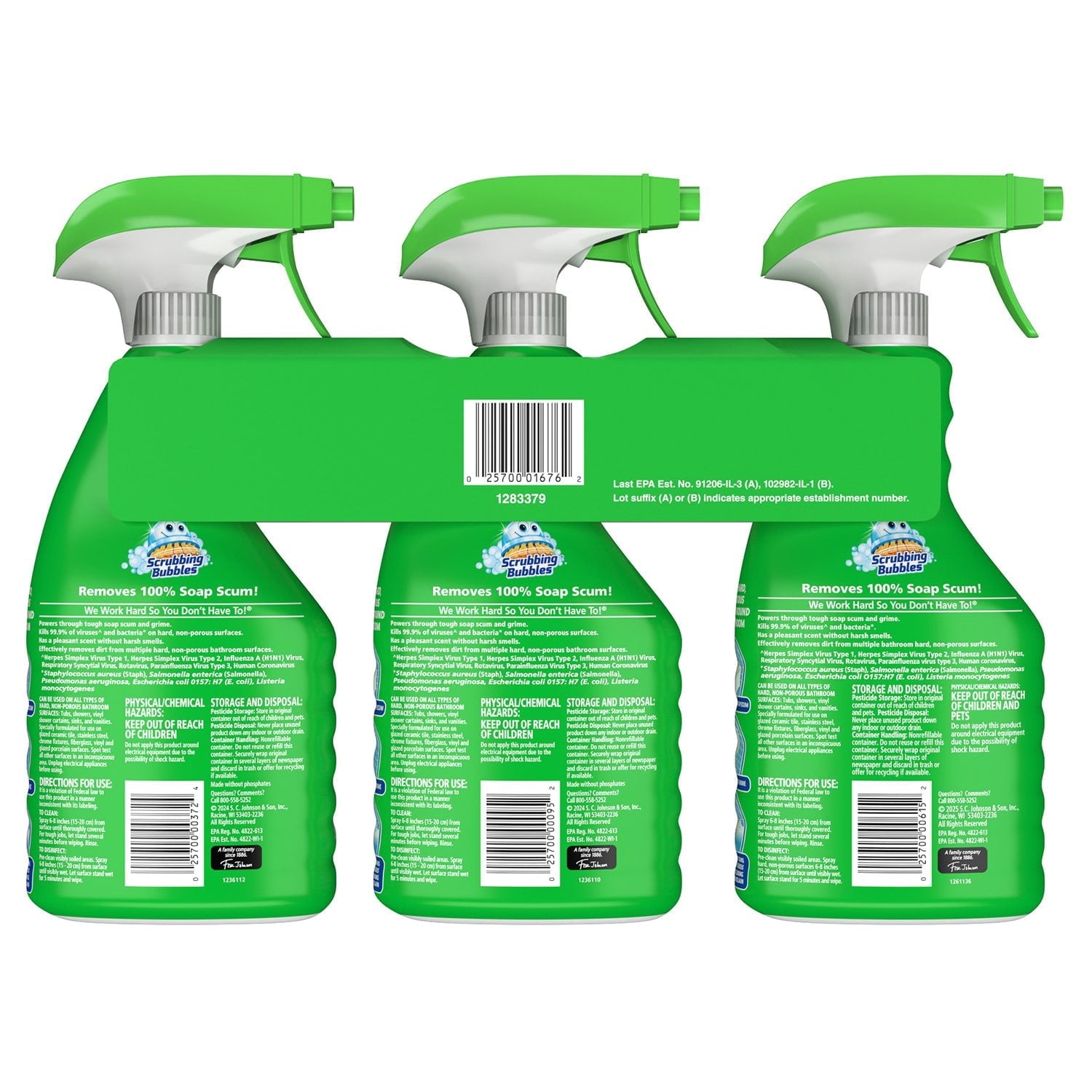 Scrubbing Bubbles Flowers & Showers - Bathroom Grime Fighter Spray, Rainshower, Petal Paradise, and Floral Fusion, 32 oz., 3 pk