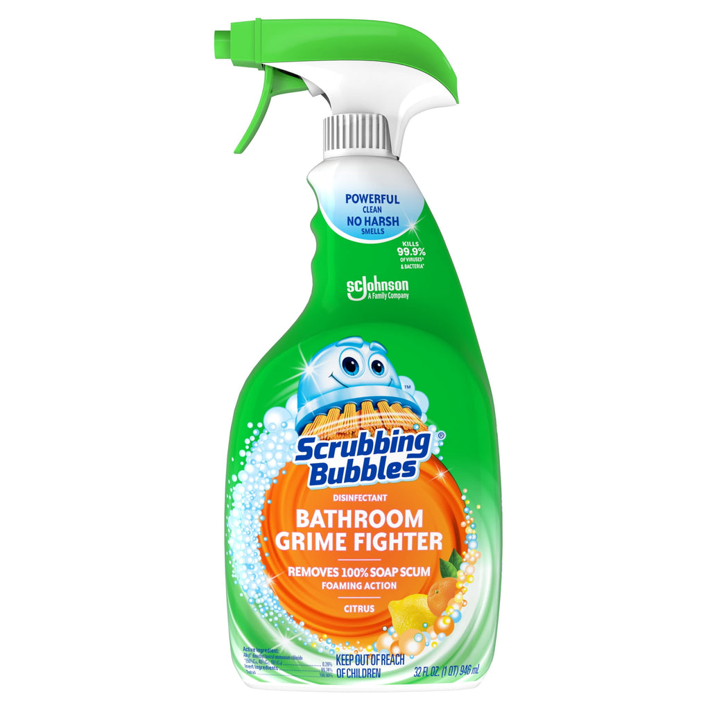 Scrubbing Bubbles Disinfectant Bathroom Shower & Tub Cleaner Grime Fighter Spray - Citrus, 32 oz