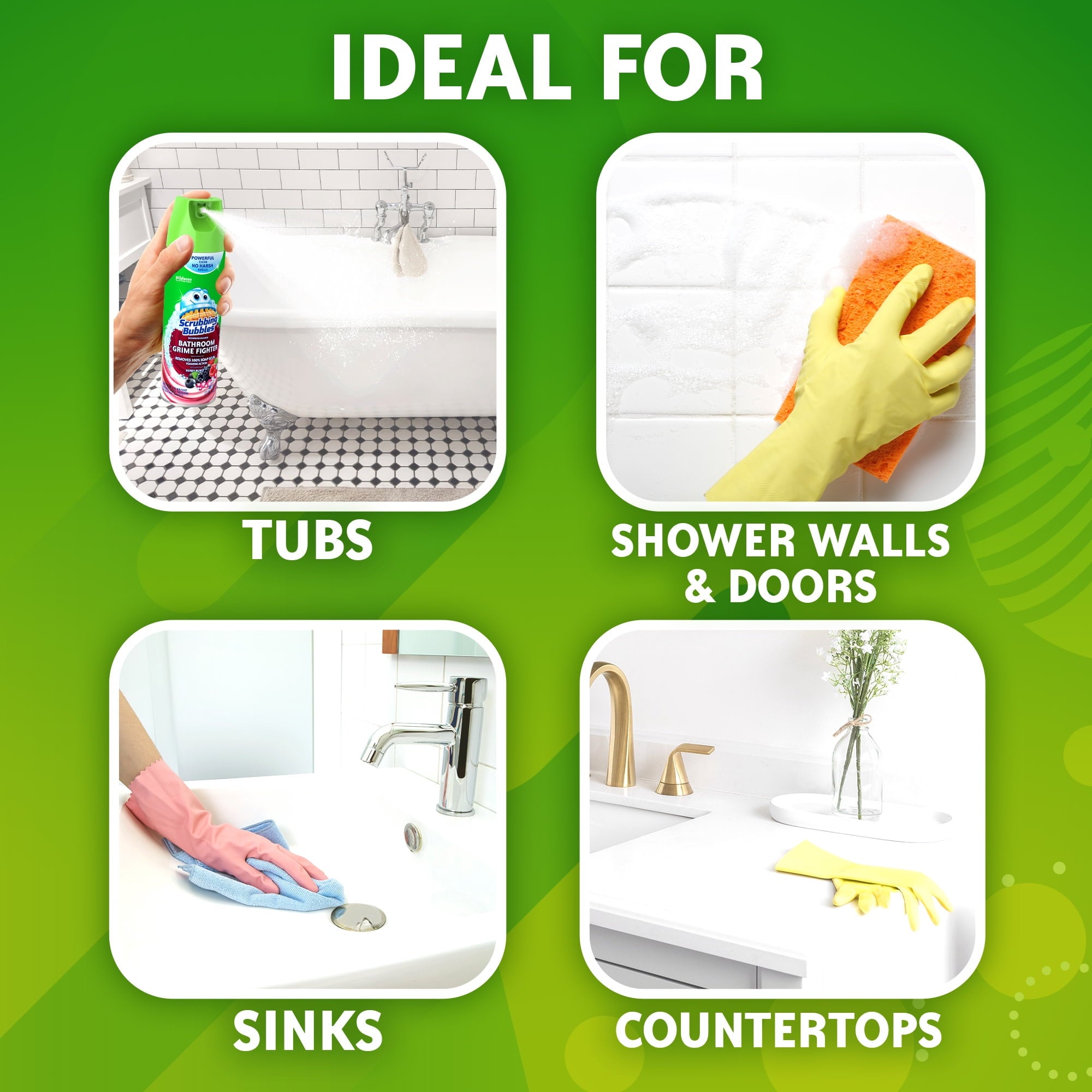 Scrubbing Bubbles Disinfectant Bathroom Shower & Tub Cleaner Grime Fighter Aerosol Spray - Berry Burst, 20oz