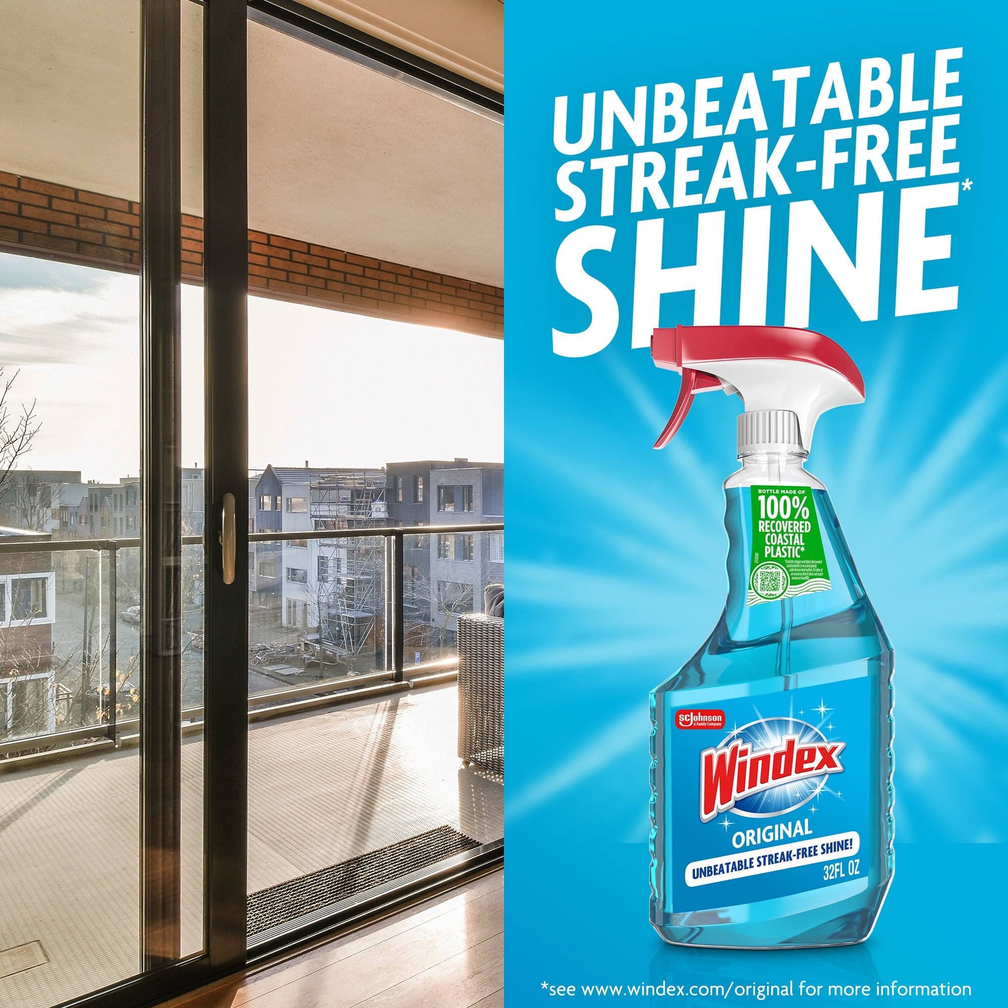 Windex Glass - Window, and Mirror Cleaner, Original Blue, Spray Bottle, 23 fl oz