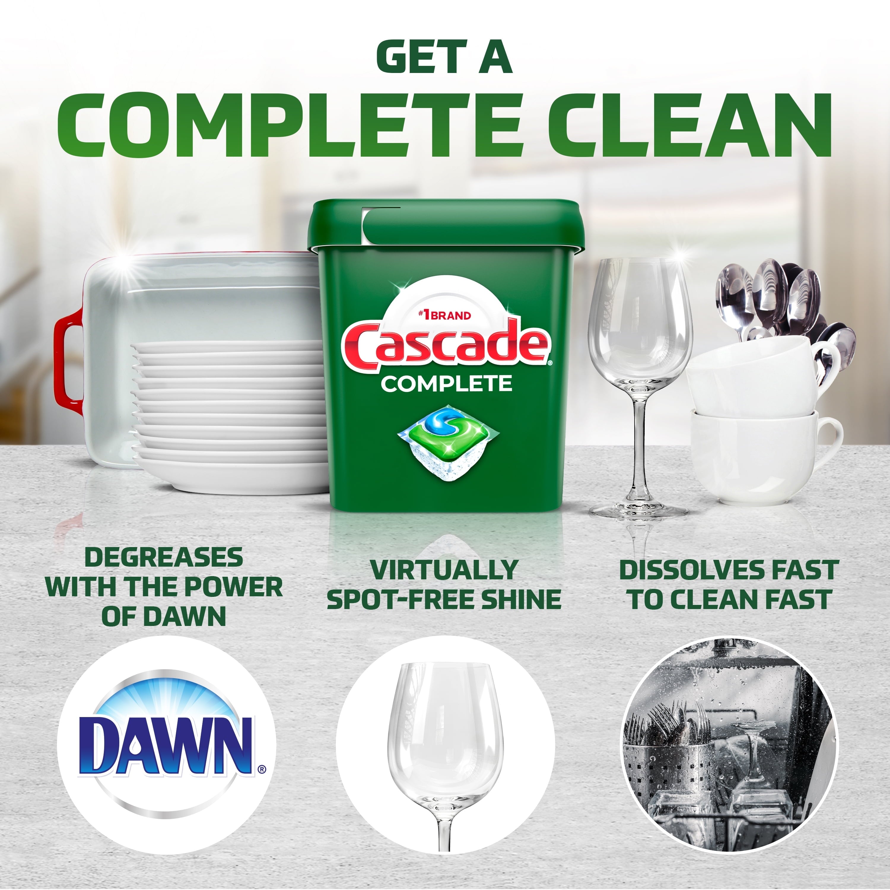 Cascade Complete ActionPacs Dishwasher Detergent - Lemon Scent, 18 Count