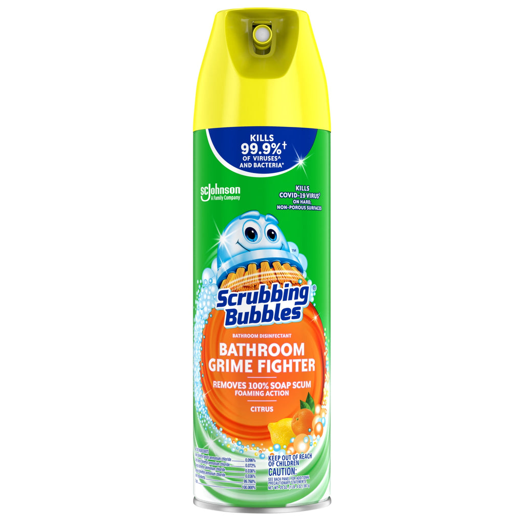Scrubbing Bubbles Disinfectant Bathroom Shower & Tub Cleaner Grime Fighter Aerosol Spray - Citrus, 20 oz