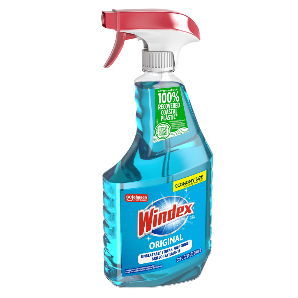 Windex Glass - Window, and Mirror Cleaner, Original Blue, Spray Bottle, 32 fl oz.
