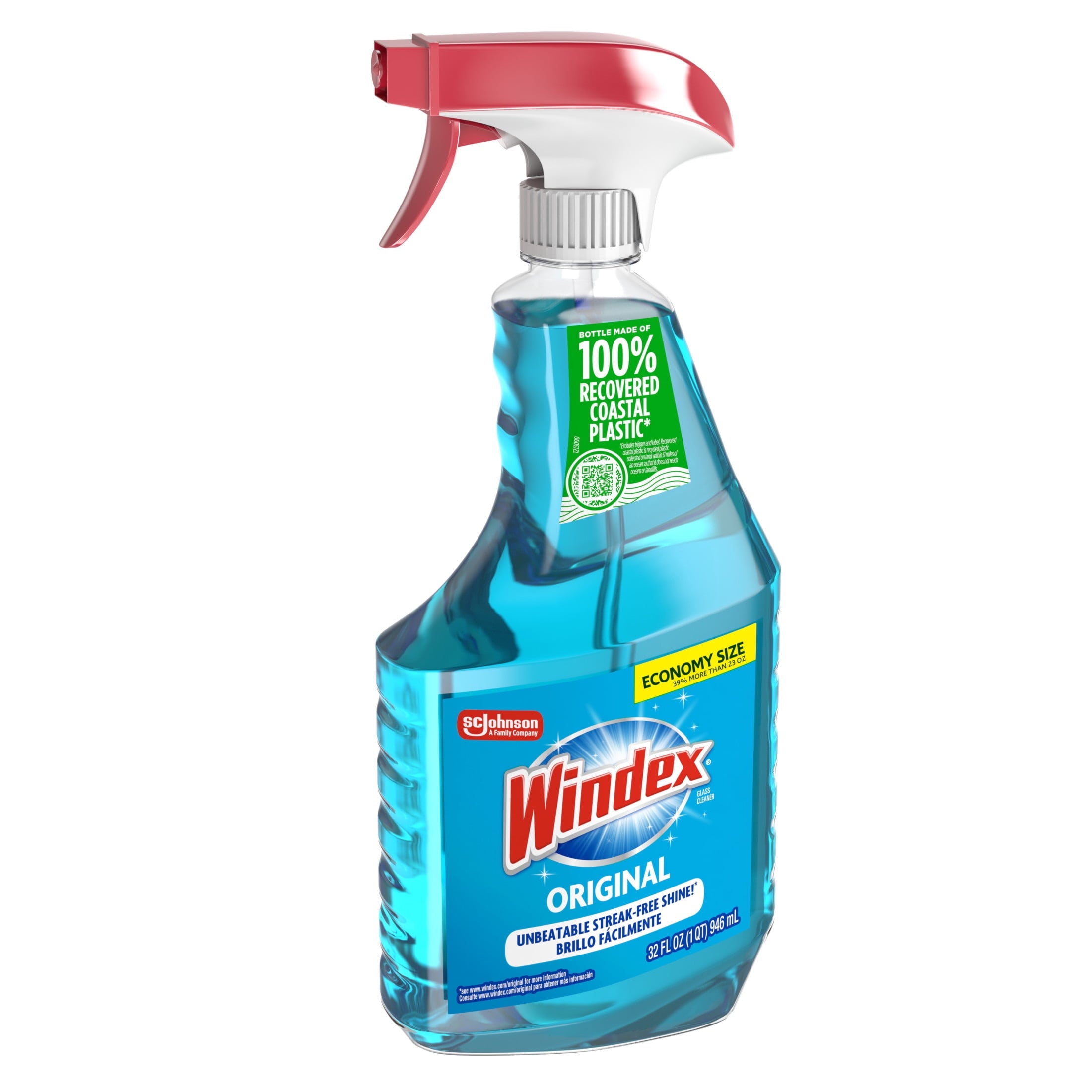 Windex Glass - Window, and Mirror Cleaner, Original Blue, Spray Bottle, 32 fl oz.