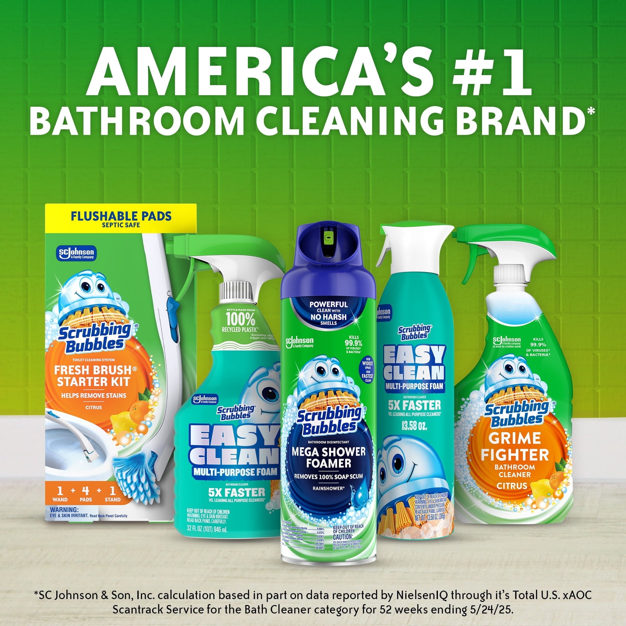 Scrubbing Bubbles Foaming Bleach Bathroom Shower & Tub Cleaner Spray - Mold & Mildew Stain Remover, 32 oz (4 pack)