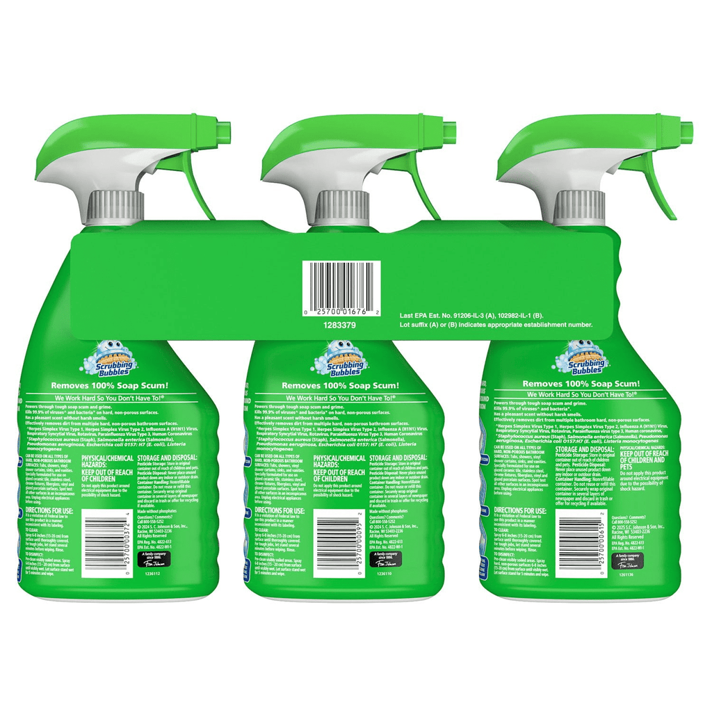 Scrubbing Bubbles Flowers & Showers - Bathroom Grime Fighter Spray, Rainshower, Petal Paradise, and Floral Fusion, 32 oz., 3 pk.