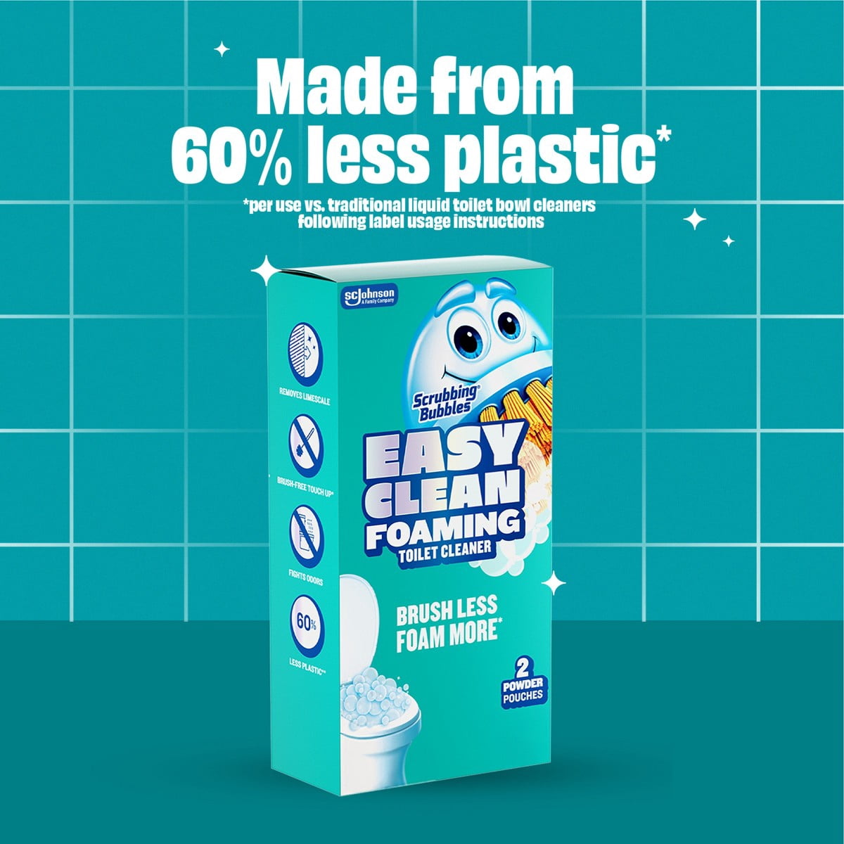 Scrubbing Bubbles Easy Clean Toilet Bowl Cleaner Foaming Powder - 2 Count