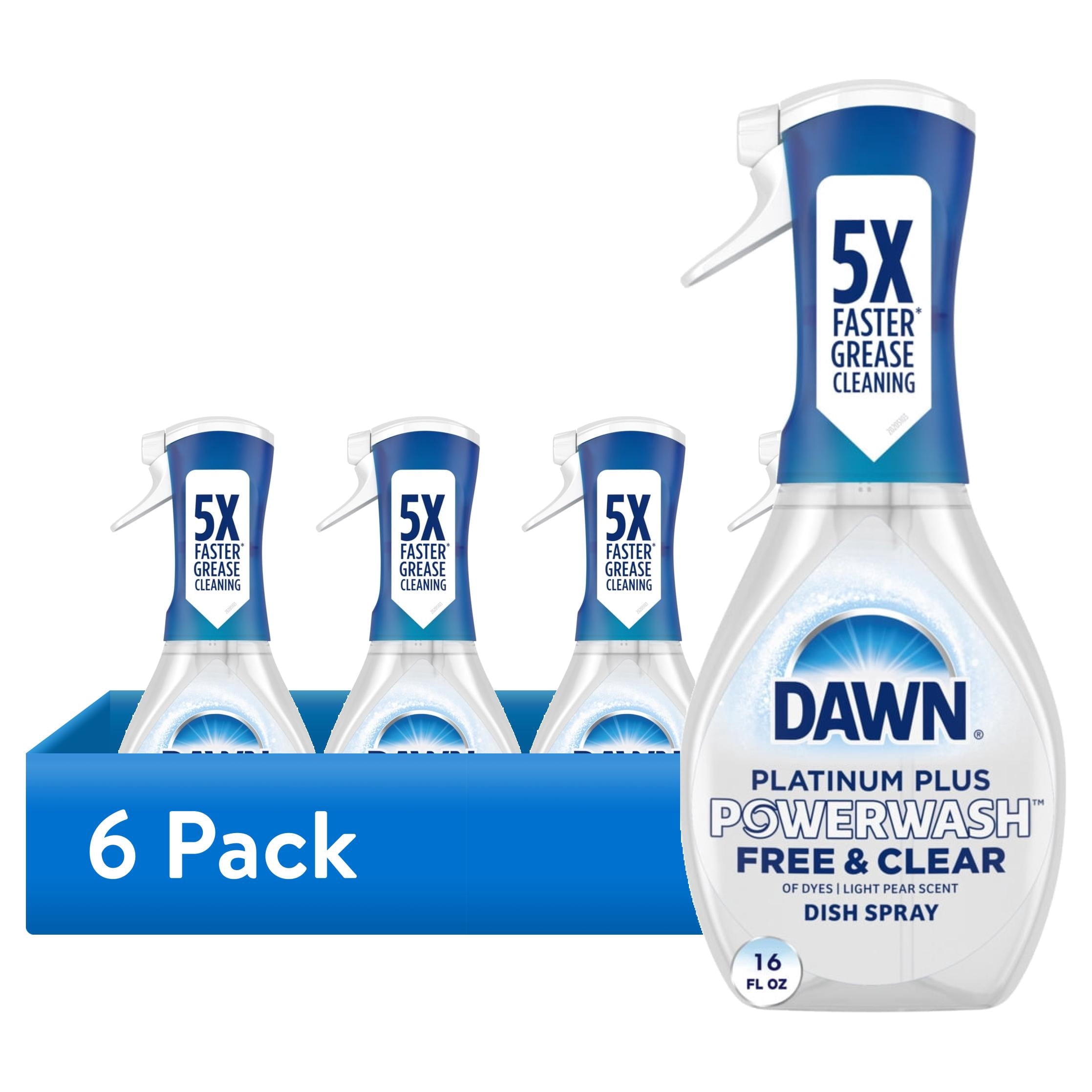 Dawn Powerwash Spray - Dish Soap, Dishwashing Liquid, Free & Clear, 1 Starter Kit, 16 Fl Oz - 6-Pack