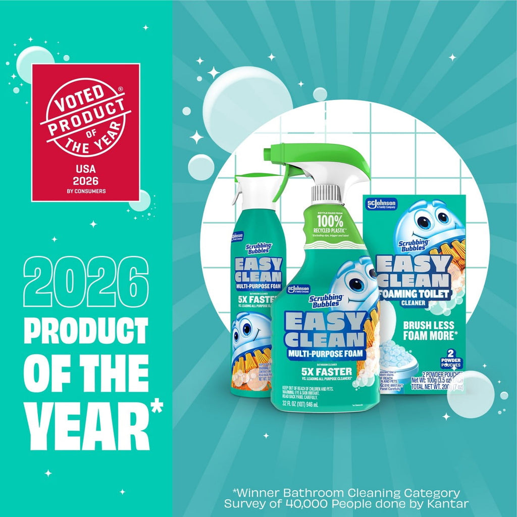 Scrubbing Bubbles Easy Clean Multi-Purpose Bathroom Foam Cleaner Aerosol - 13.58oz: Phosphorus-Free - For Shower and Toilet, Chrome and Porcelain Safe