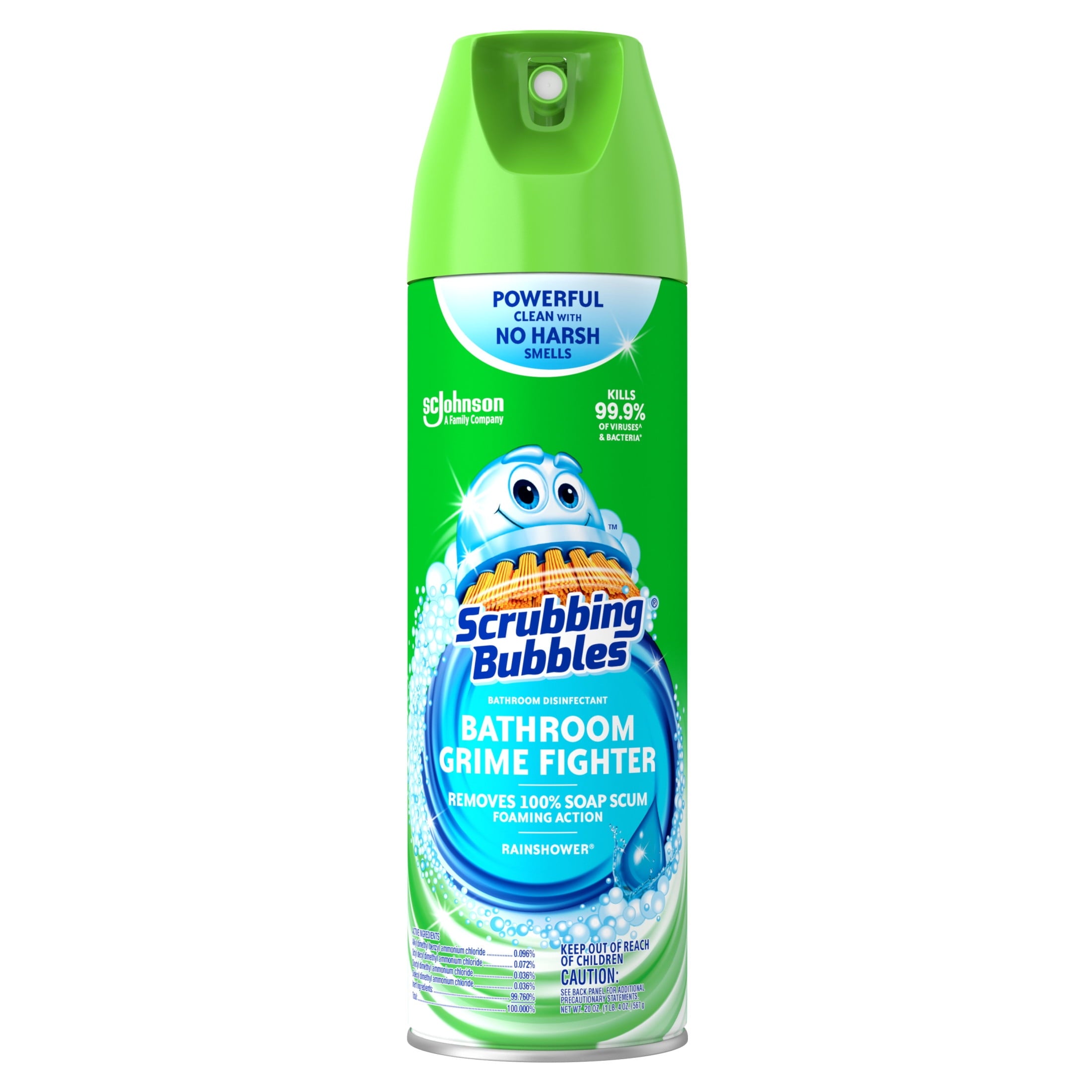 Scrubbing Bubbles Disinfectant Bathroom Shower & Tub Cleaner Grime Fighter Aerosol Spray - Rainshower, 20 oz