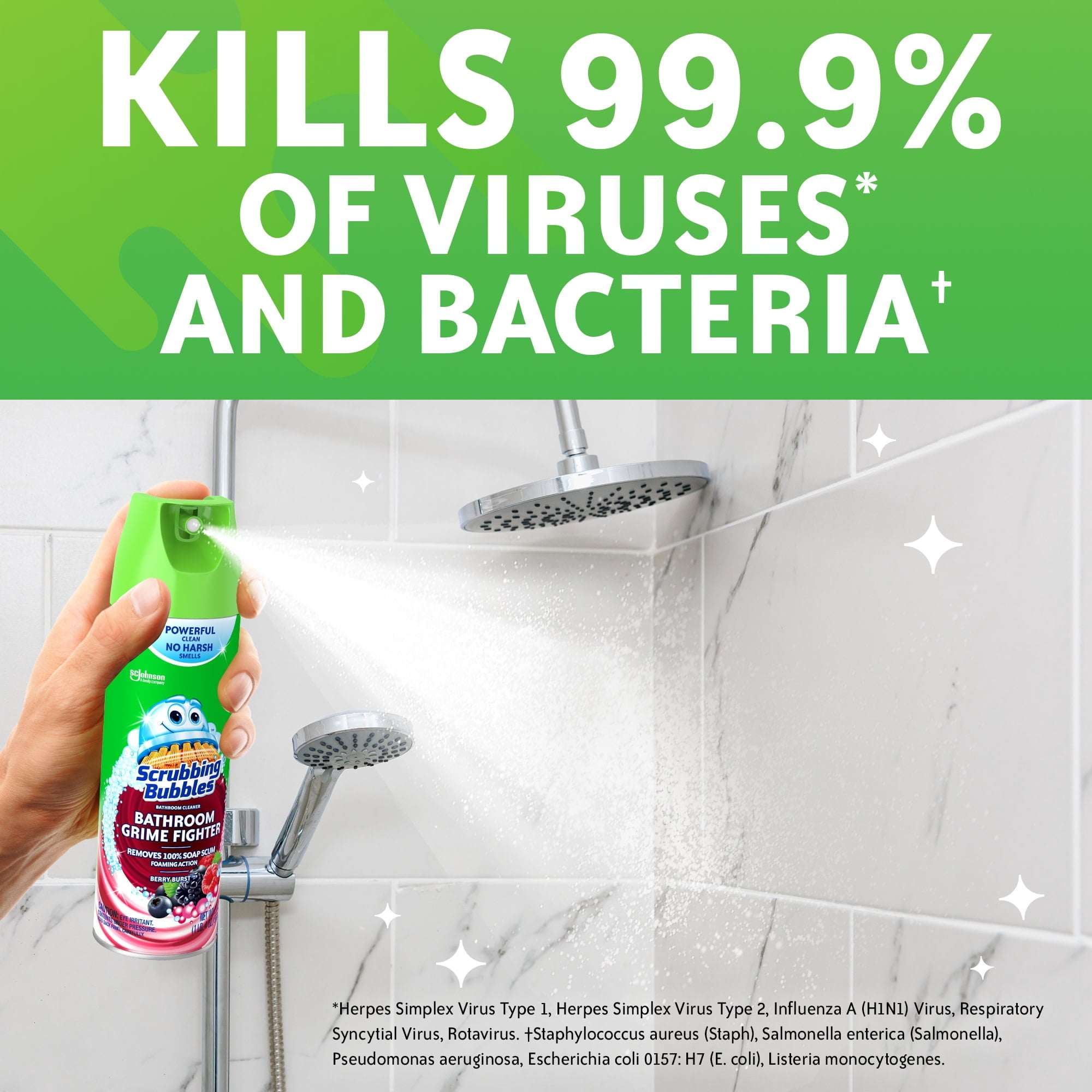 Scrubbing Bubbles Disinfectant Bathroom Shower & Tub Cleaner Grime Fighter Aerosol Spray - Berry Burst, 20oz